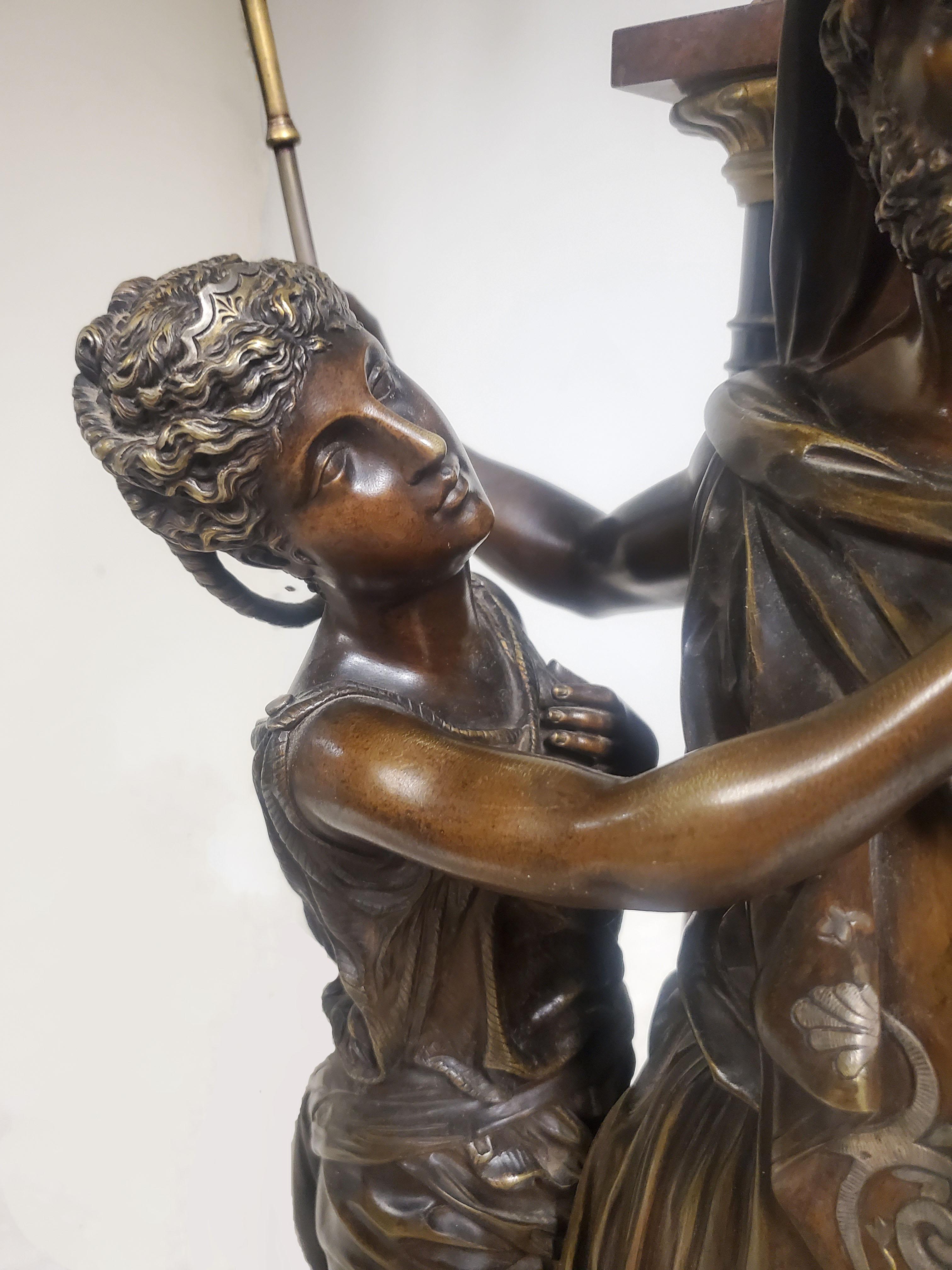 Grande sculpture française du 19ème siècle en argent et bronze doré représentant un homme et une femme en vente 5