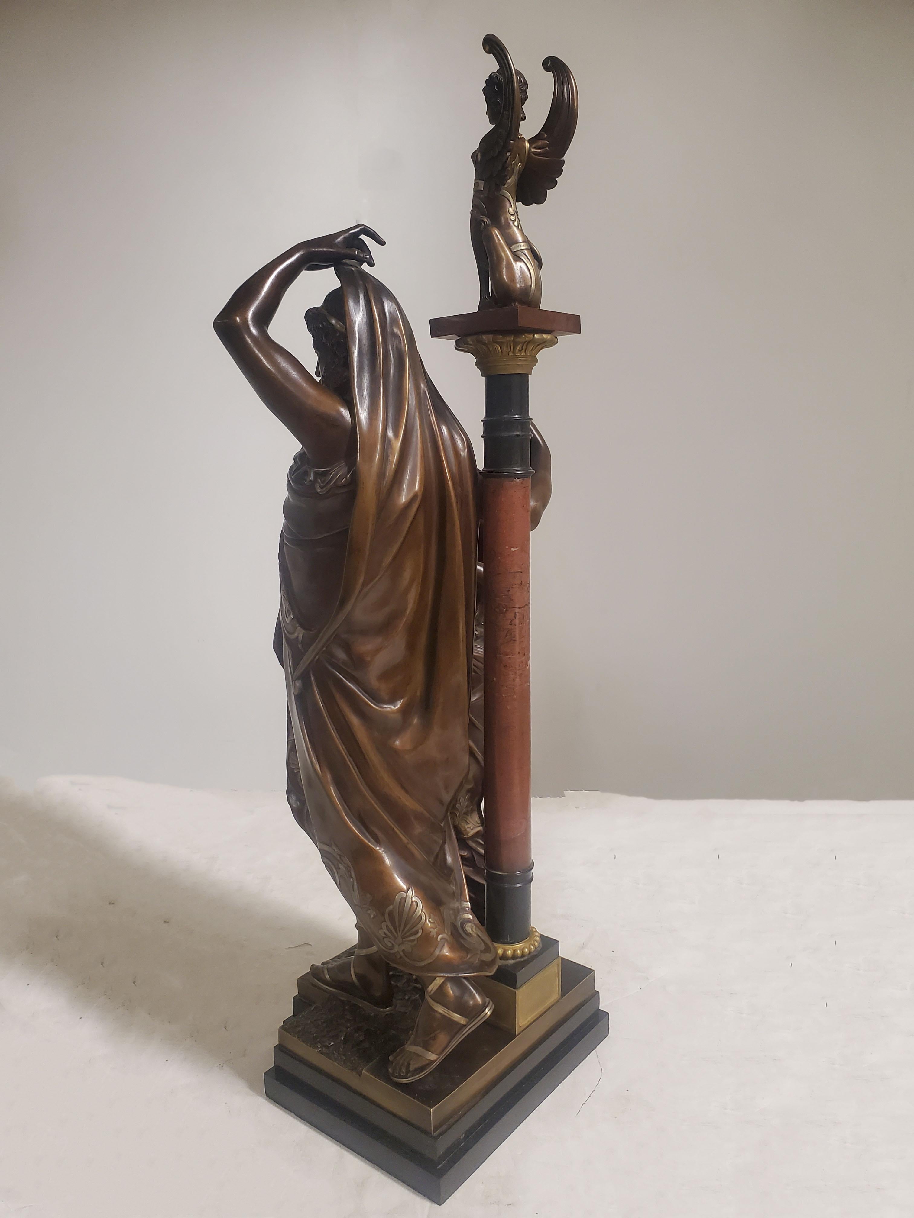 Grande sculpture française du 19ème siècle en argent et bronze doré représentant un homme et une femme en vente 6