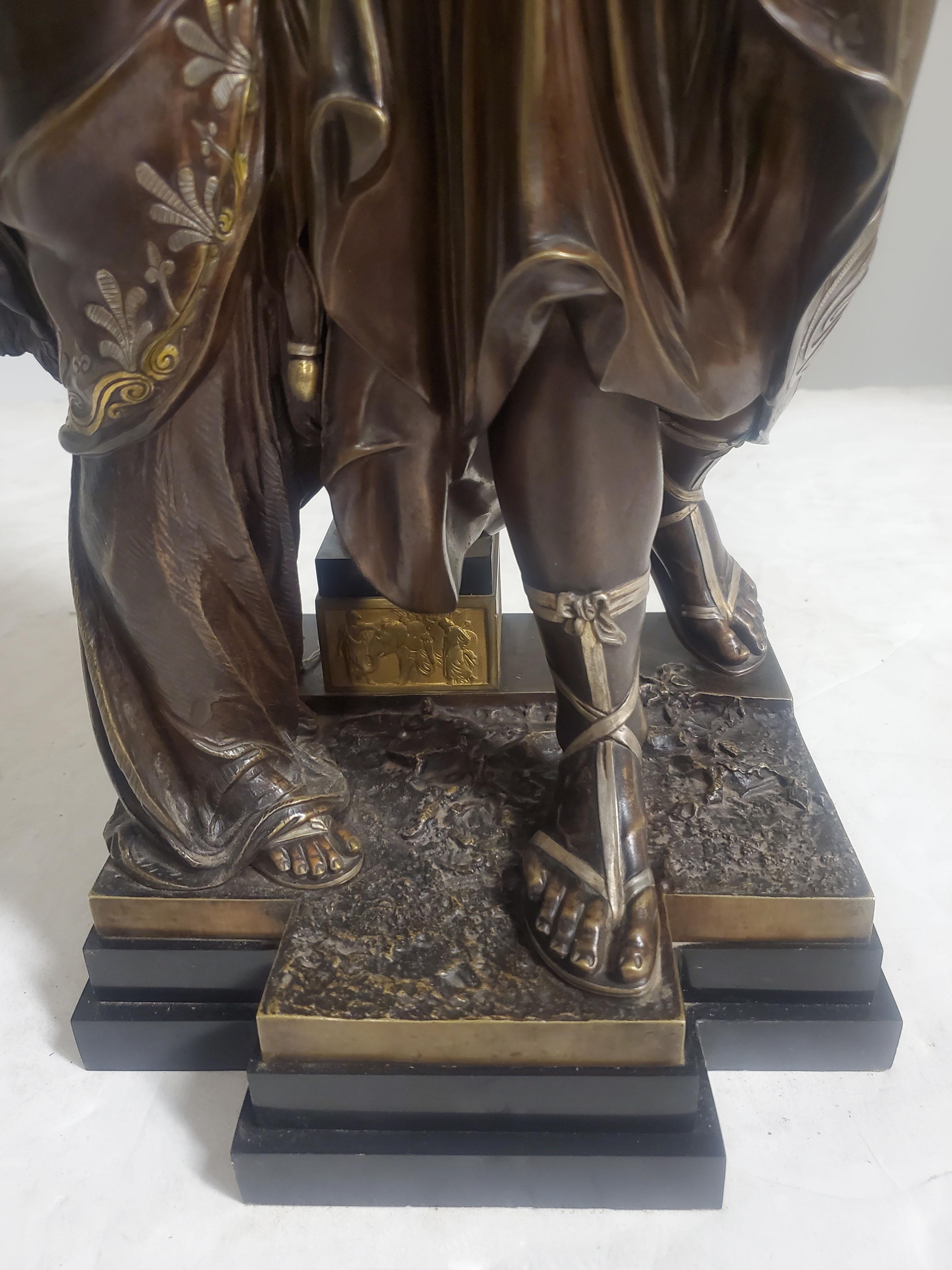 Large French 19th Century Parcel Silver &Gilt Bronze Sculpture of a Man & Woman For Sale 2