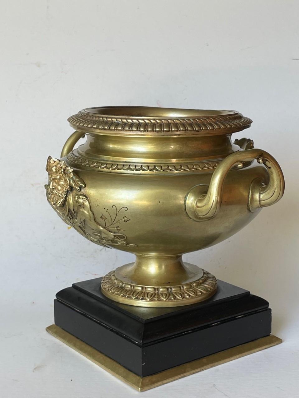 Napoleon III Large French 19th Century Patinated Bronze Centerpiece Urn on Marble Base For Sale