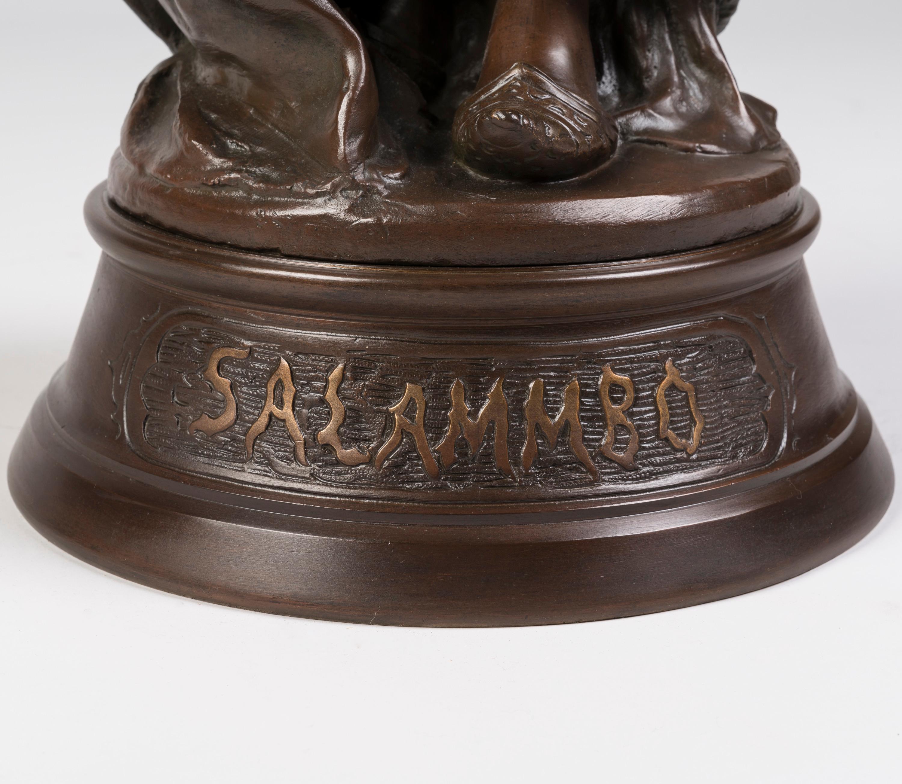 Grande scultura in bronzo patinato francese del XIX secolo raffigurante Salammbô di Marcel Début in vendita 3