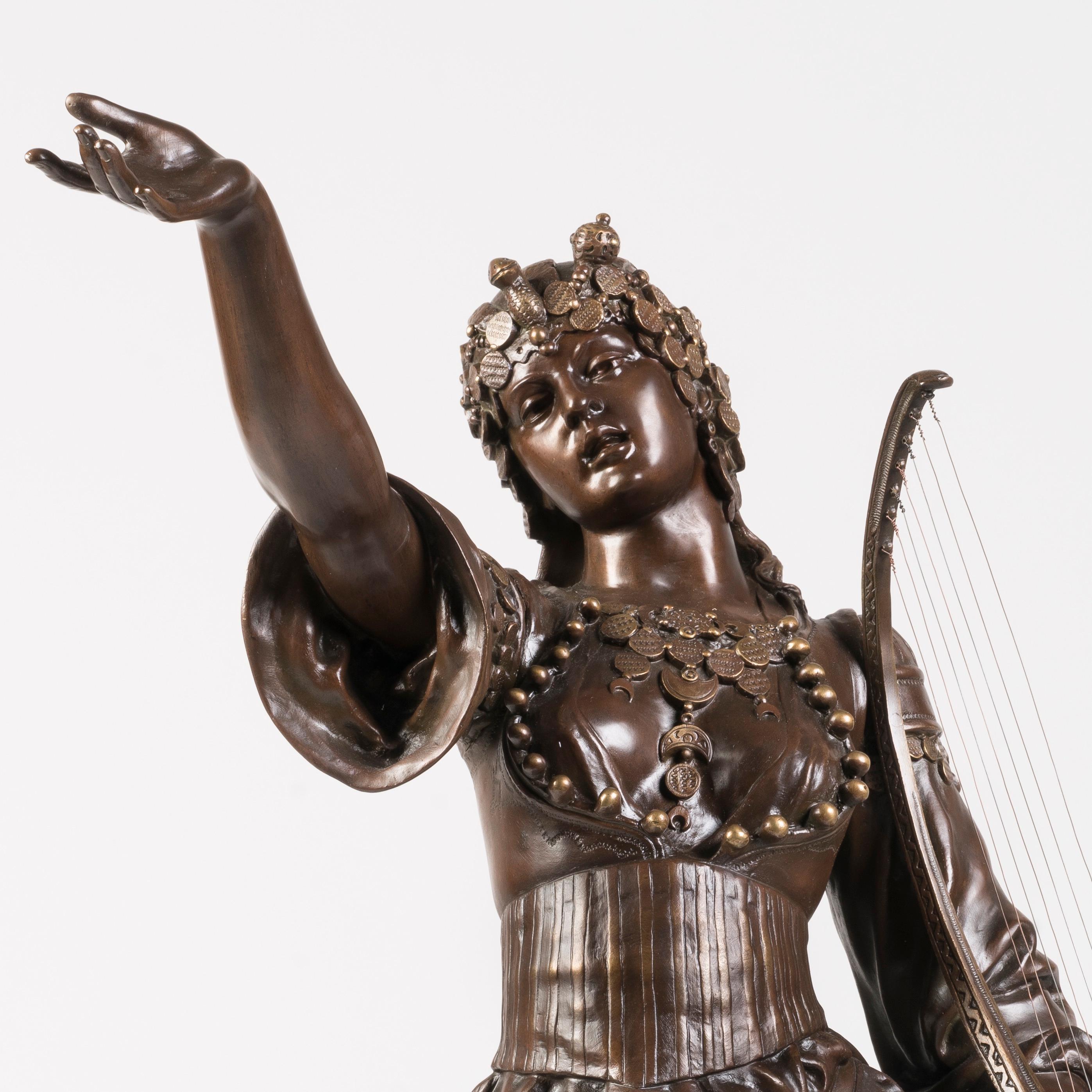 Grande scultura in bronzo patinato francese del XIX secolo raffigurante Salammbô di Marcel Début in vendita 1