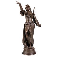Large French 19th Century Patinated Bronze Sculpture of Salammbô by Marcel Début