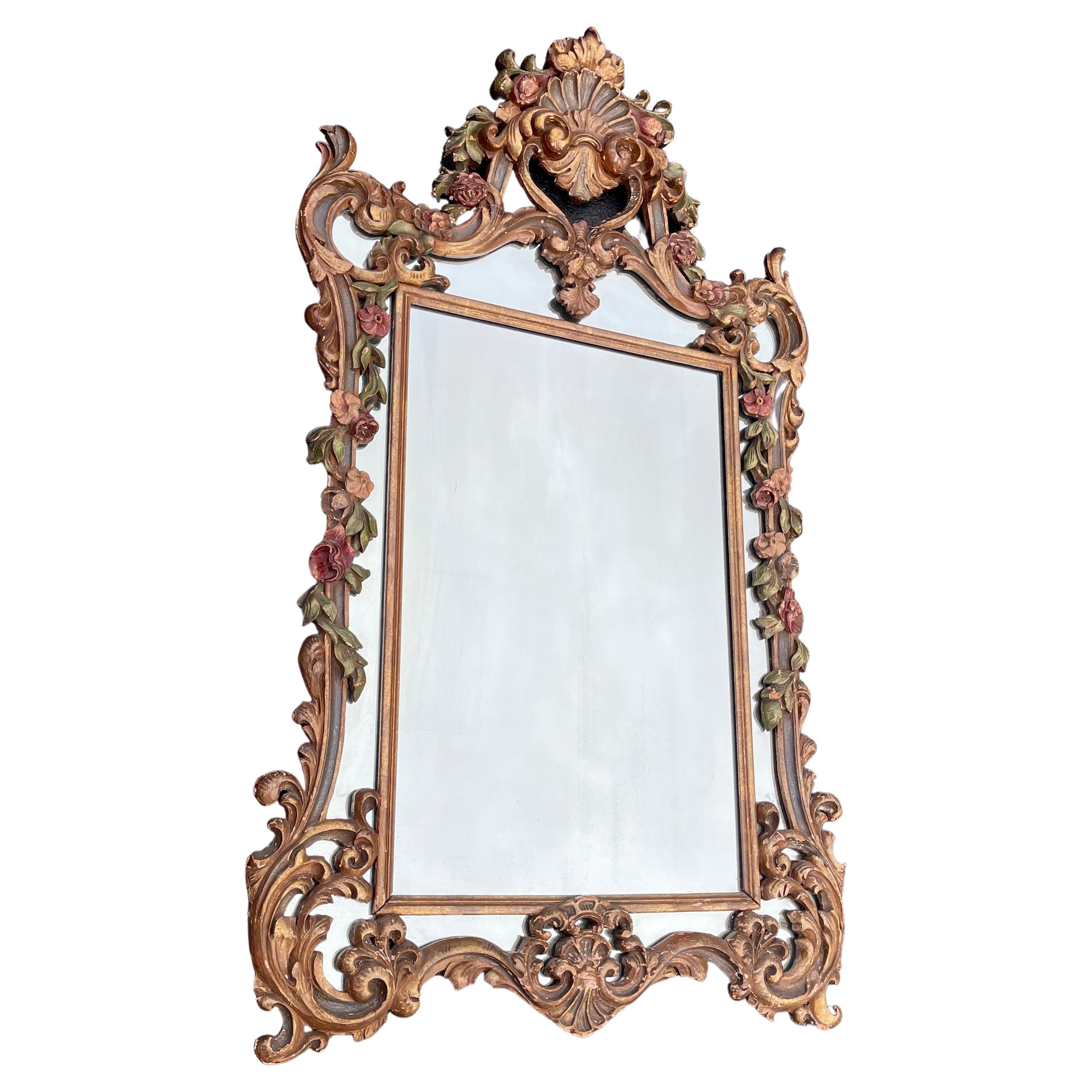 Large French 19th Century Rococo Wall Mirror, Circa 1880.
This mirror was imported by J. B. Van Sciver Co. at the early part of 20th Century. The mirror has some wear to the wood and gilding but also has amazing patina, please see enclosed detailed