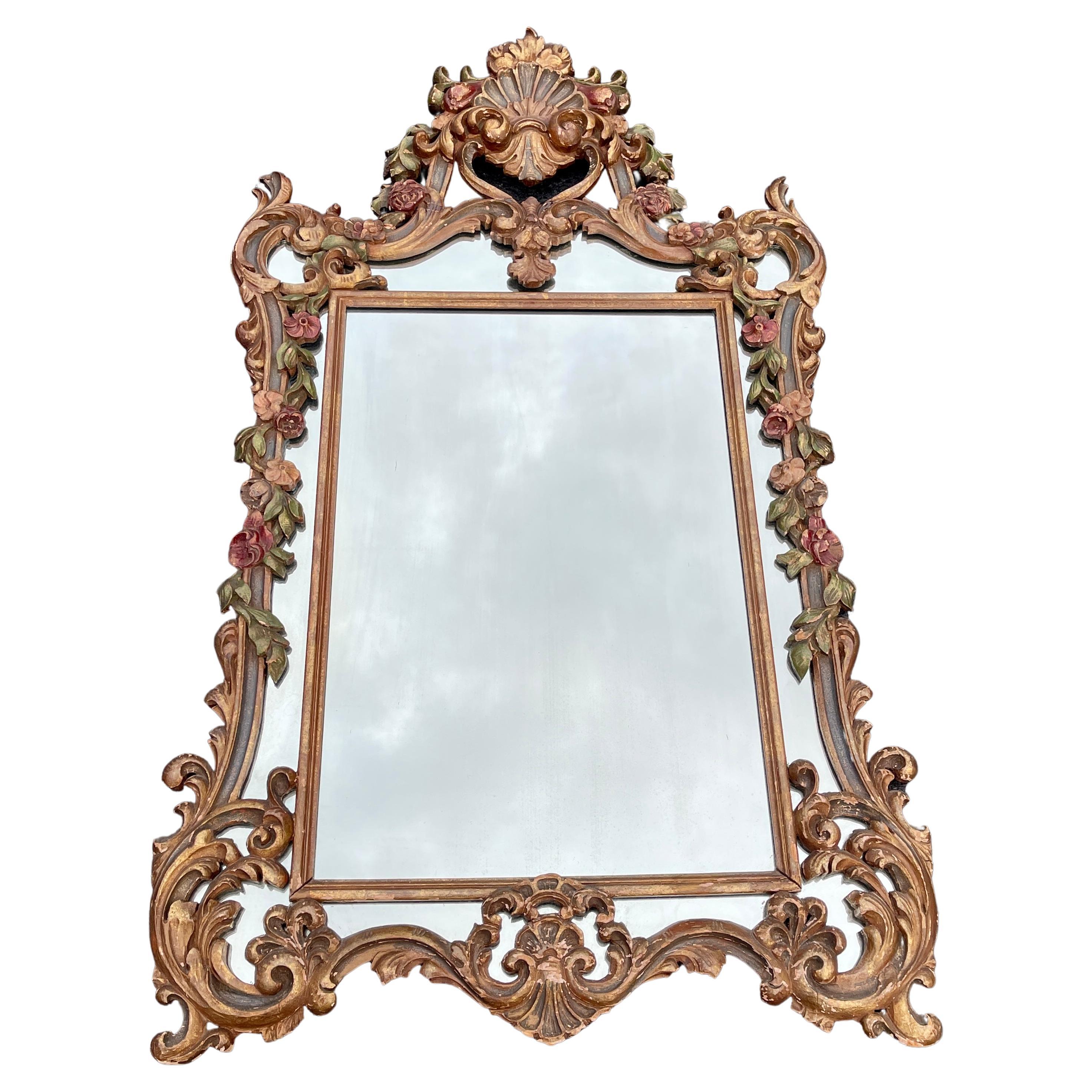 Large French 19th Century Rococo Wall Mirror, Circa 1880 In Fair Condition For Sale In Haddonfield, NJ