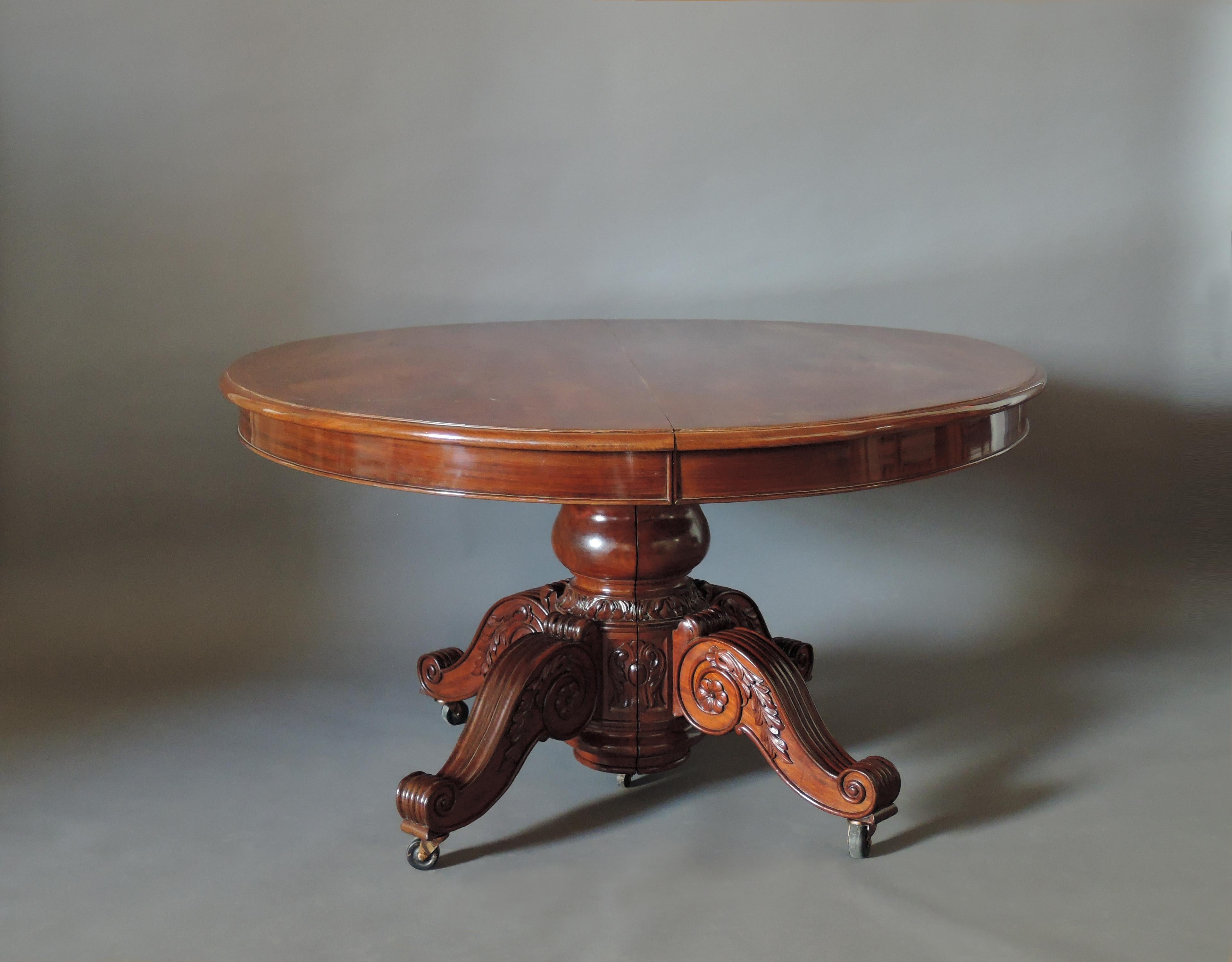 Restauration A Fine Large French 19th Century Solid Mahogany Oval Table For Sale