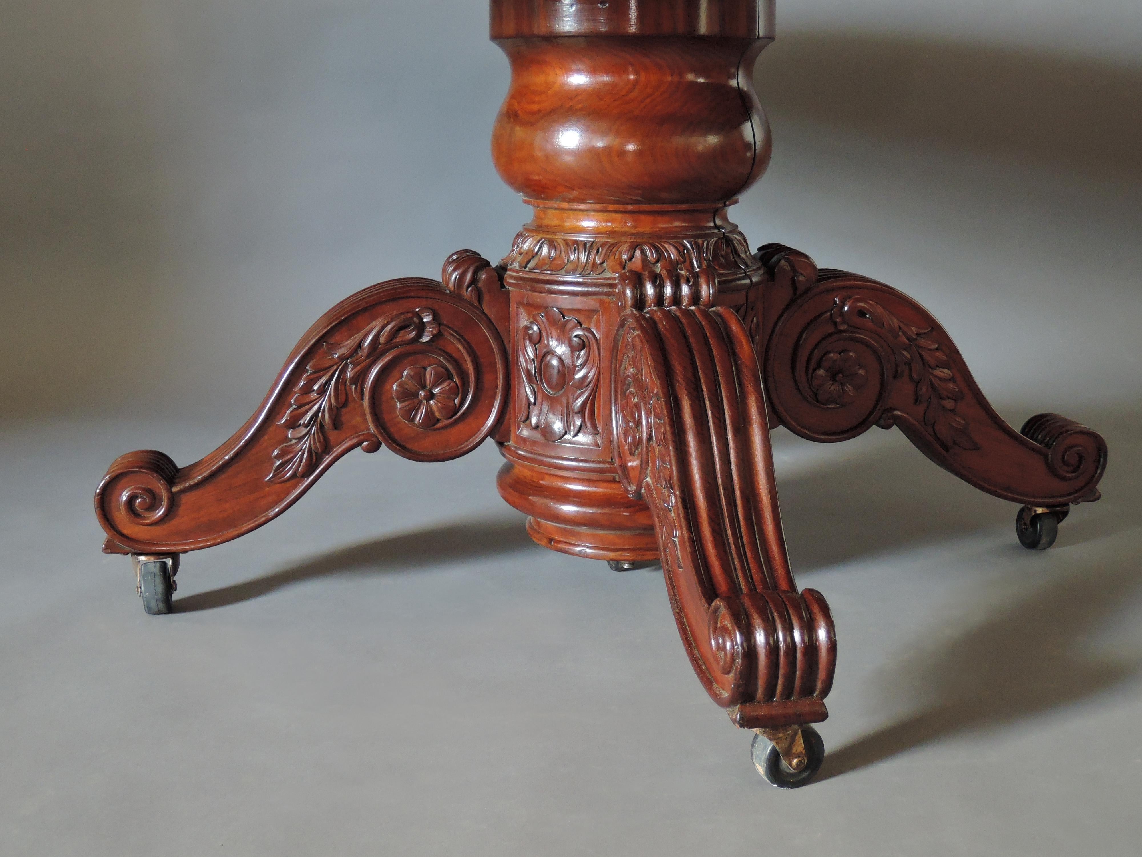 A Fine Large French 19th Century Solid Mahogany Oval Table For Sale 3