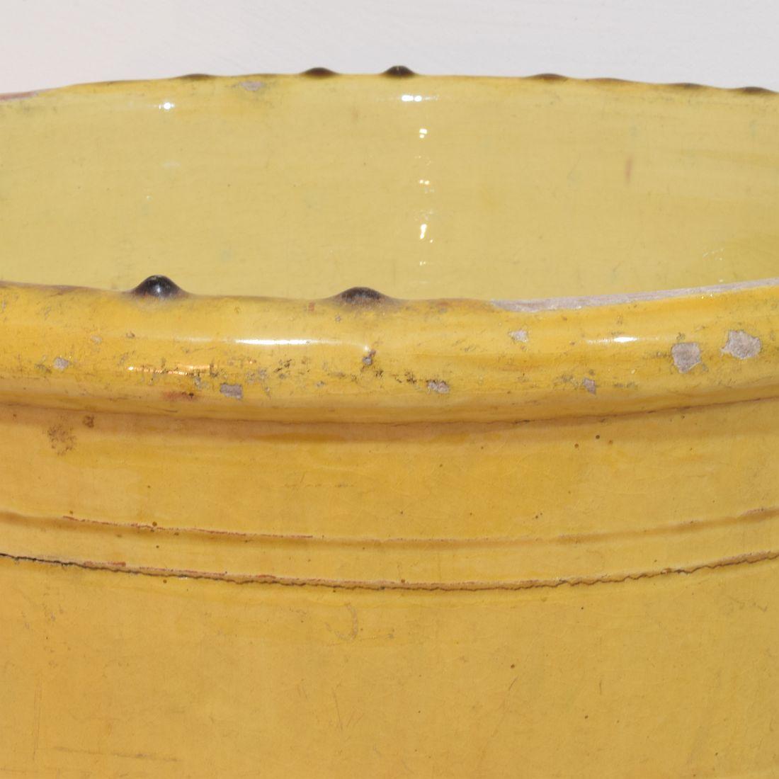 Large French 19th Century Yellow Glazed Ceramic Kitchen Jar/ Pot For Sale 8