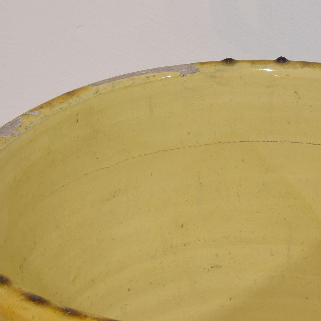 Large French 19th Century Yellow Glazed Ceramic Kitchen Jar/ Pot For Sale 10