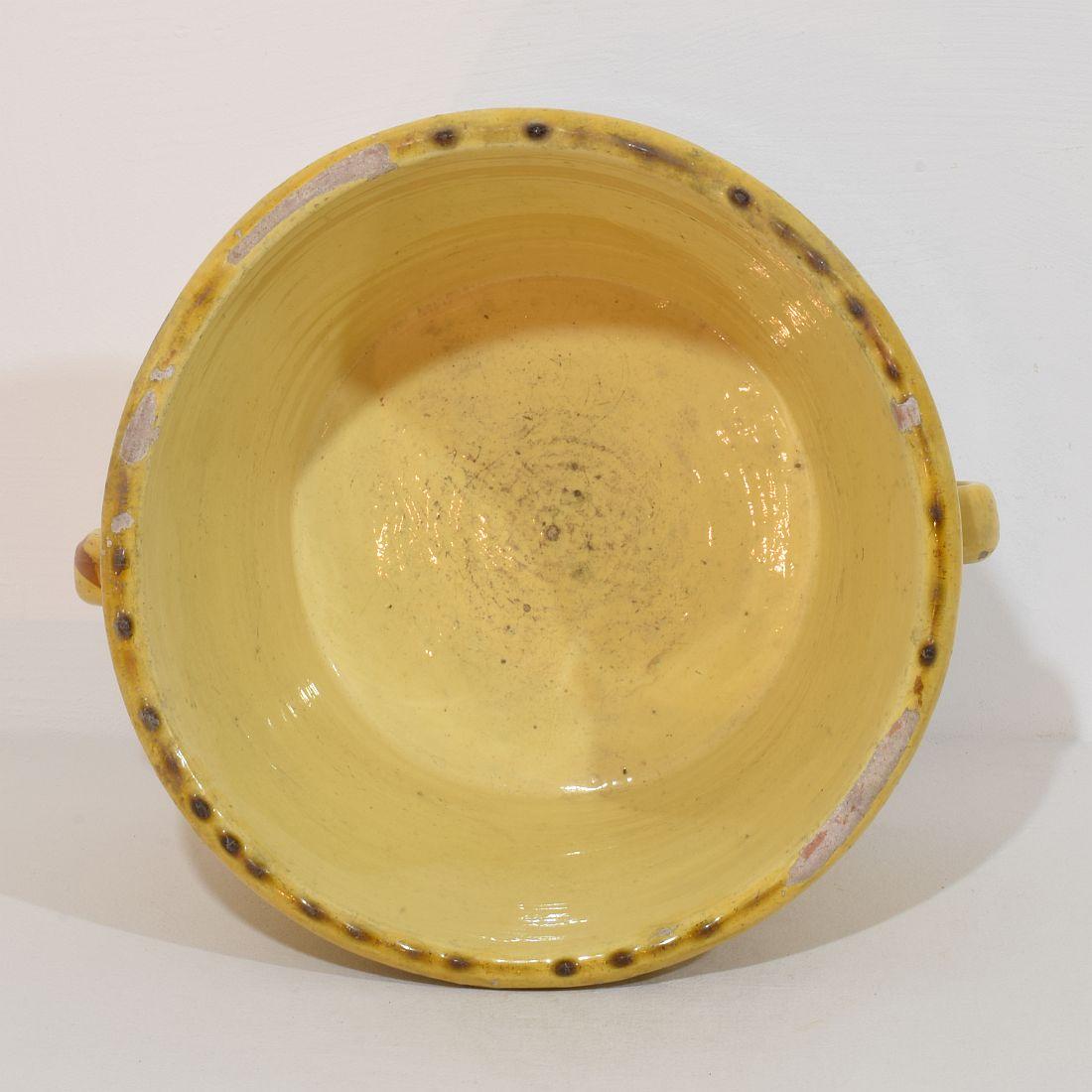 Large French 19th Century Yellow Glazed Ceramic Kitchen Jar/ Pot For Sale 12