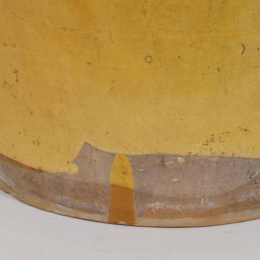 Large French 19th Century Yellow Glazed Ceramic Kitchen Jar/ Pot For Sale 5