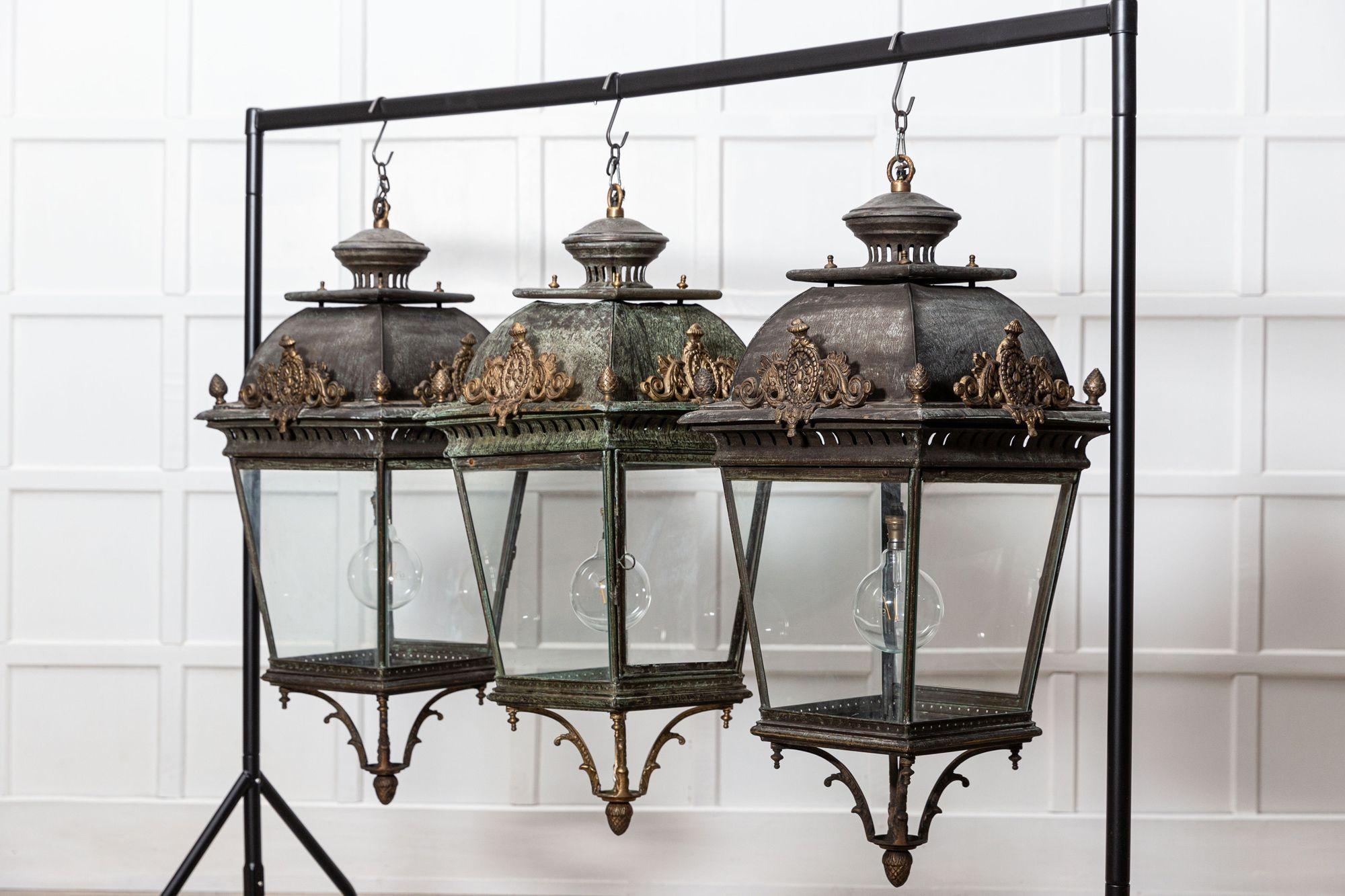 circa Late 20thC

Large French 19thC Style Bronze & Iron Lanterns

X16 available 

Price is each 

W44 x D44 x H105 cm.