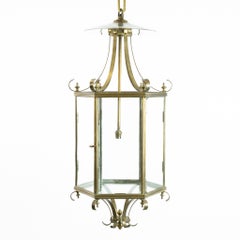 Large French 20th Century Brass Hanging Lantern
