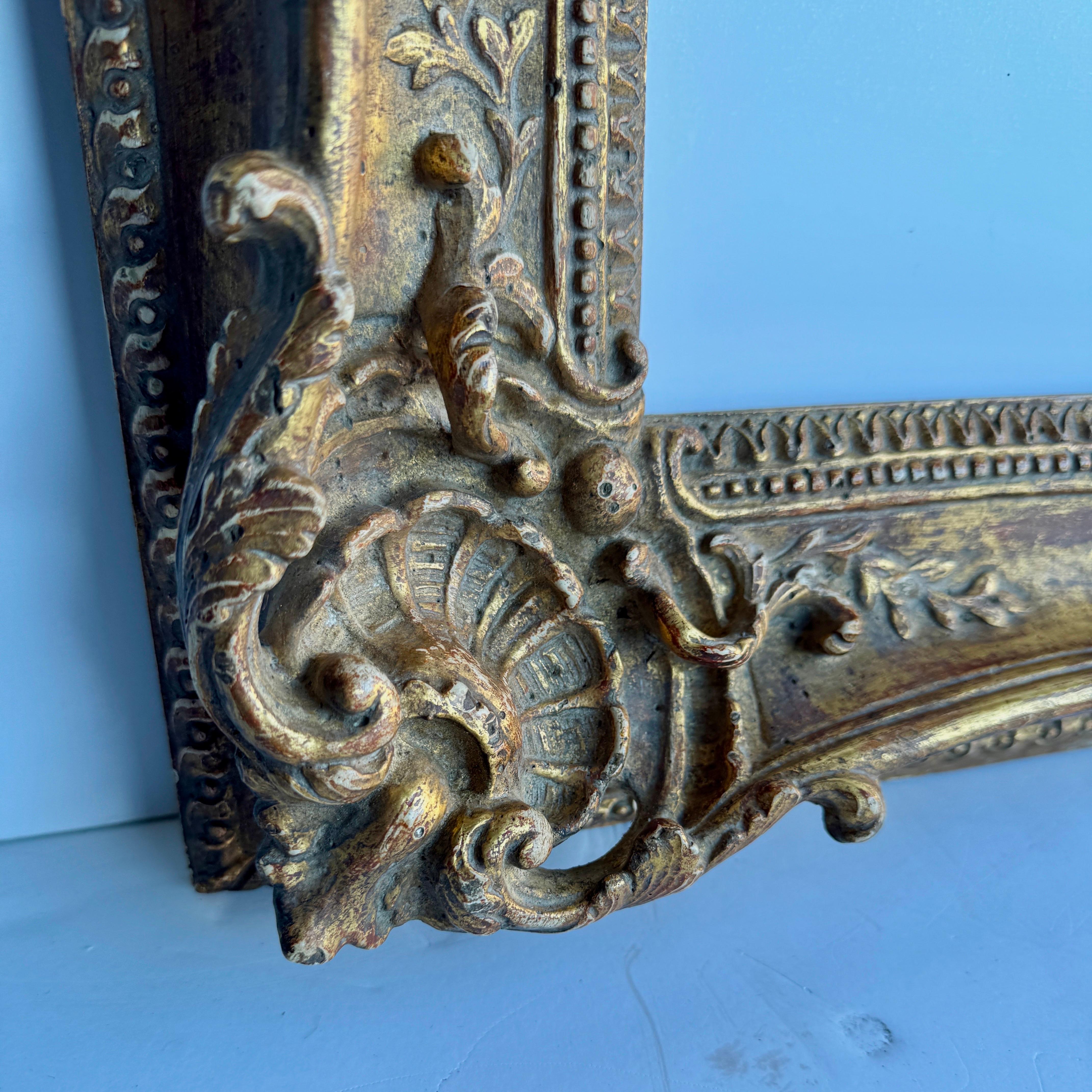 Large French 20th Century Carved Gilt Wood Frame, Rococo Style For Sale 2