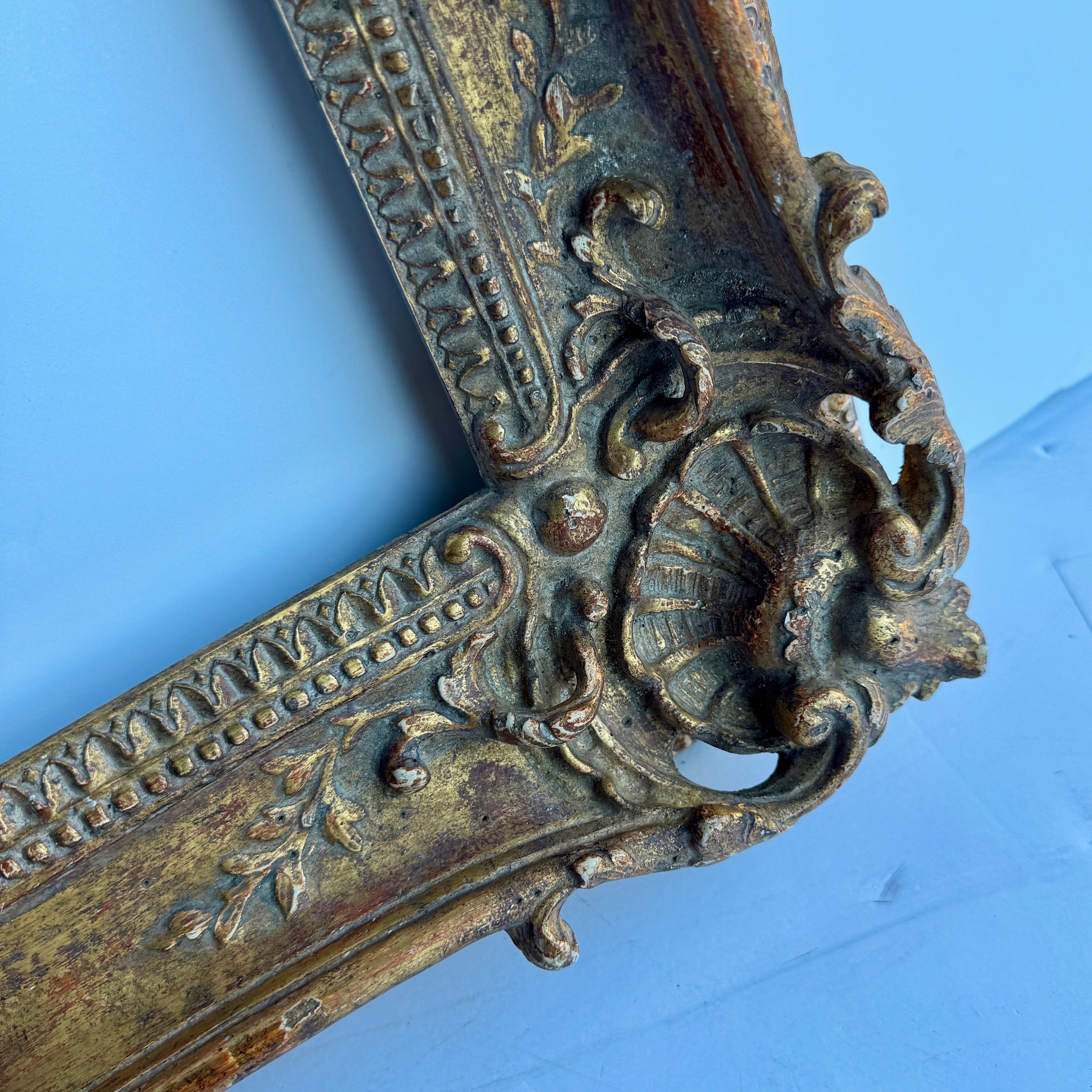 Large French 20th Century Carved Gilt Wood Frame, Rococo Style For Sale 4