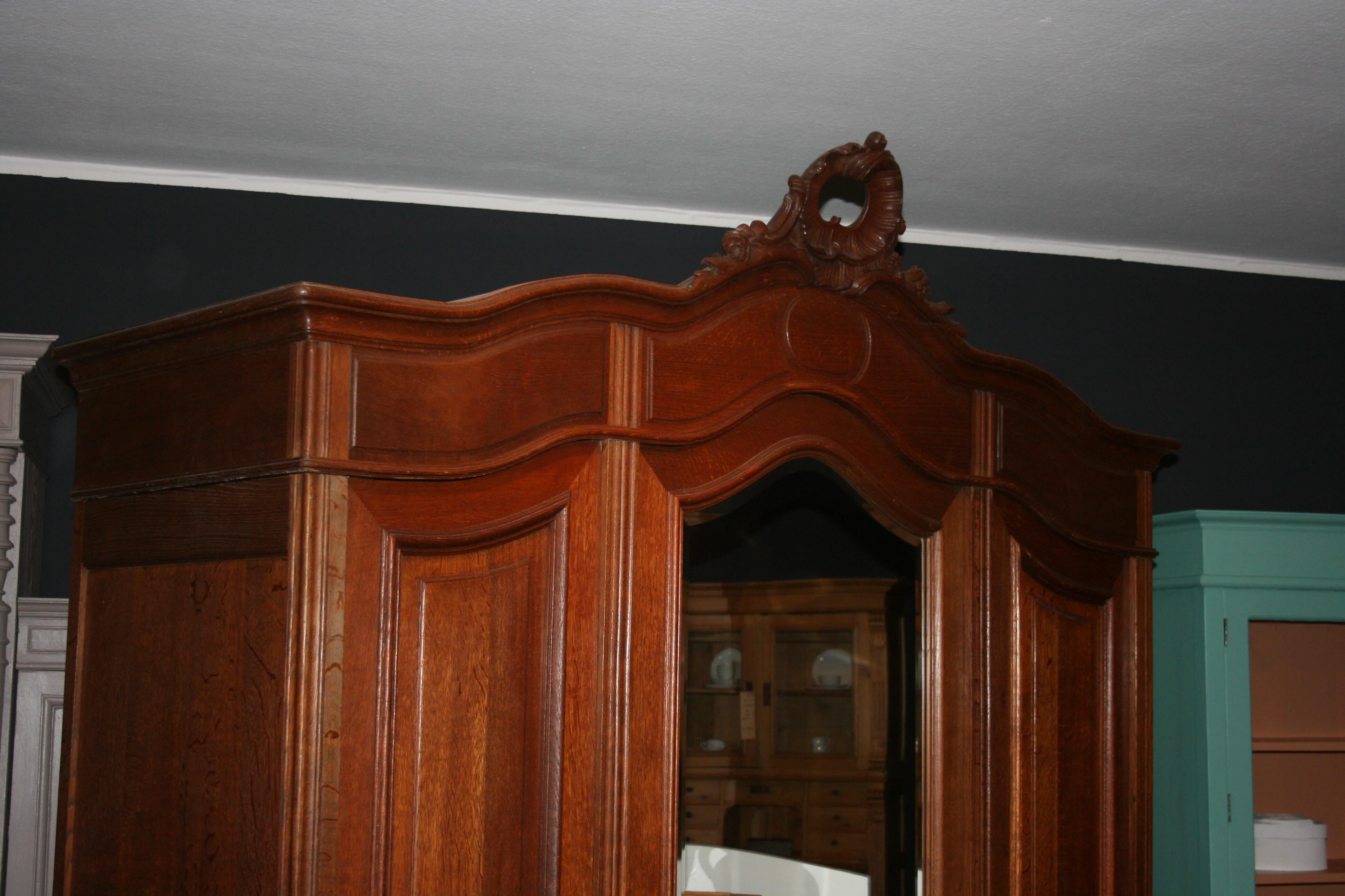 Large French 3-Door Wardrobe in Baroque Style, Solid Oak, circa 1930 11