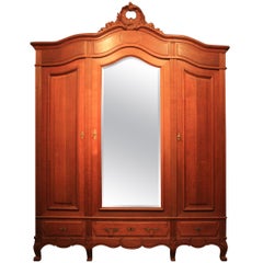 Used Large French 3-Door Wardrobe in Baroque Style, Solid Oak, circa 1930