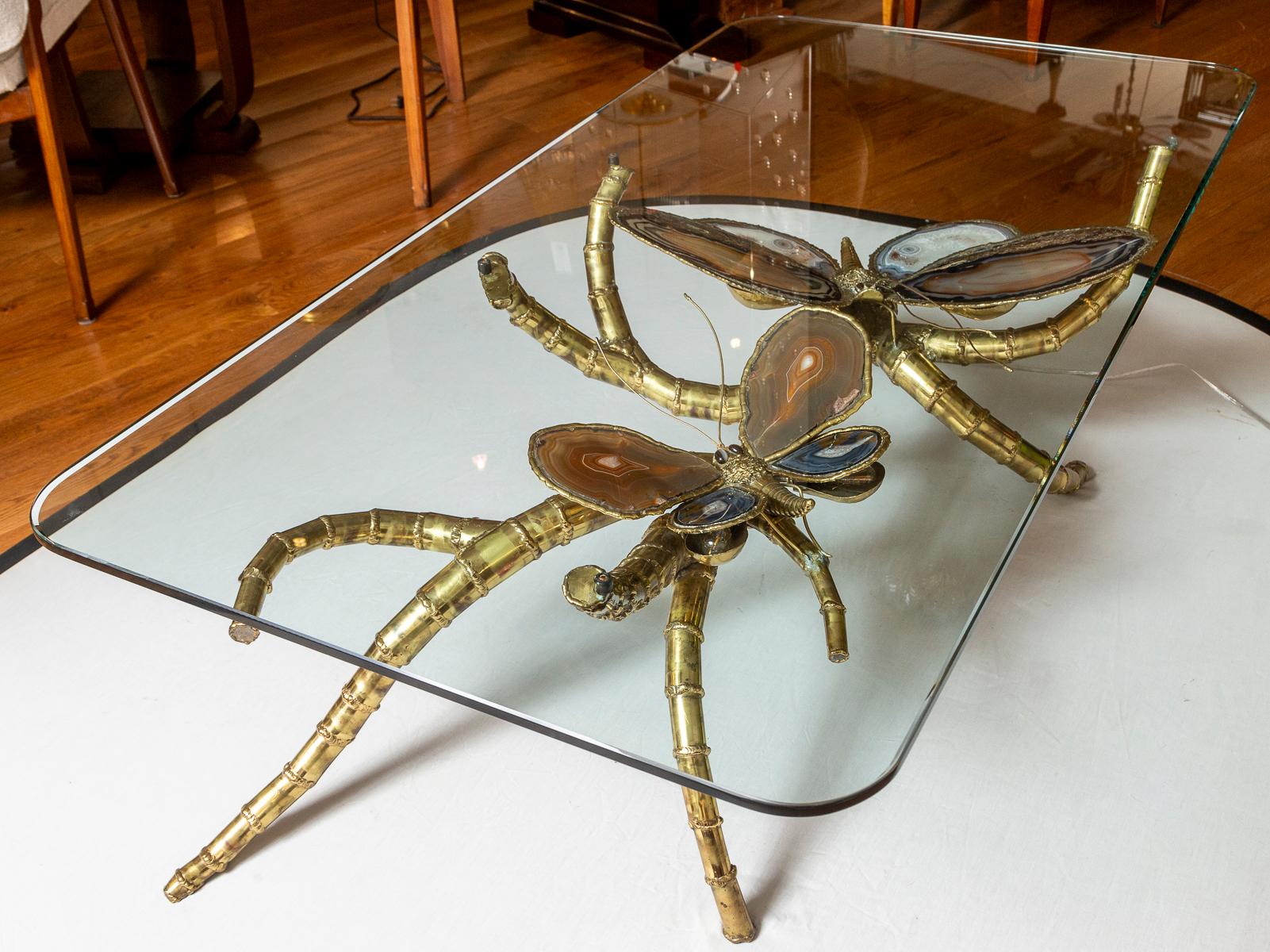 Grande table basse papillon en agate française conçue par Isabelle Faure en vente 7
