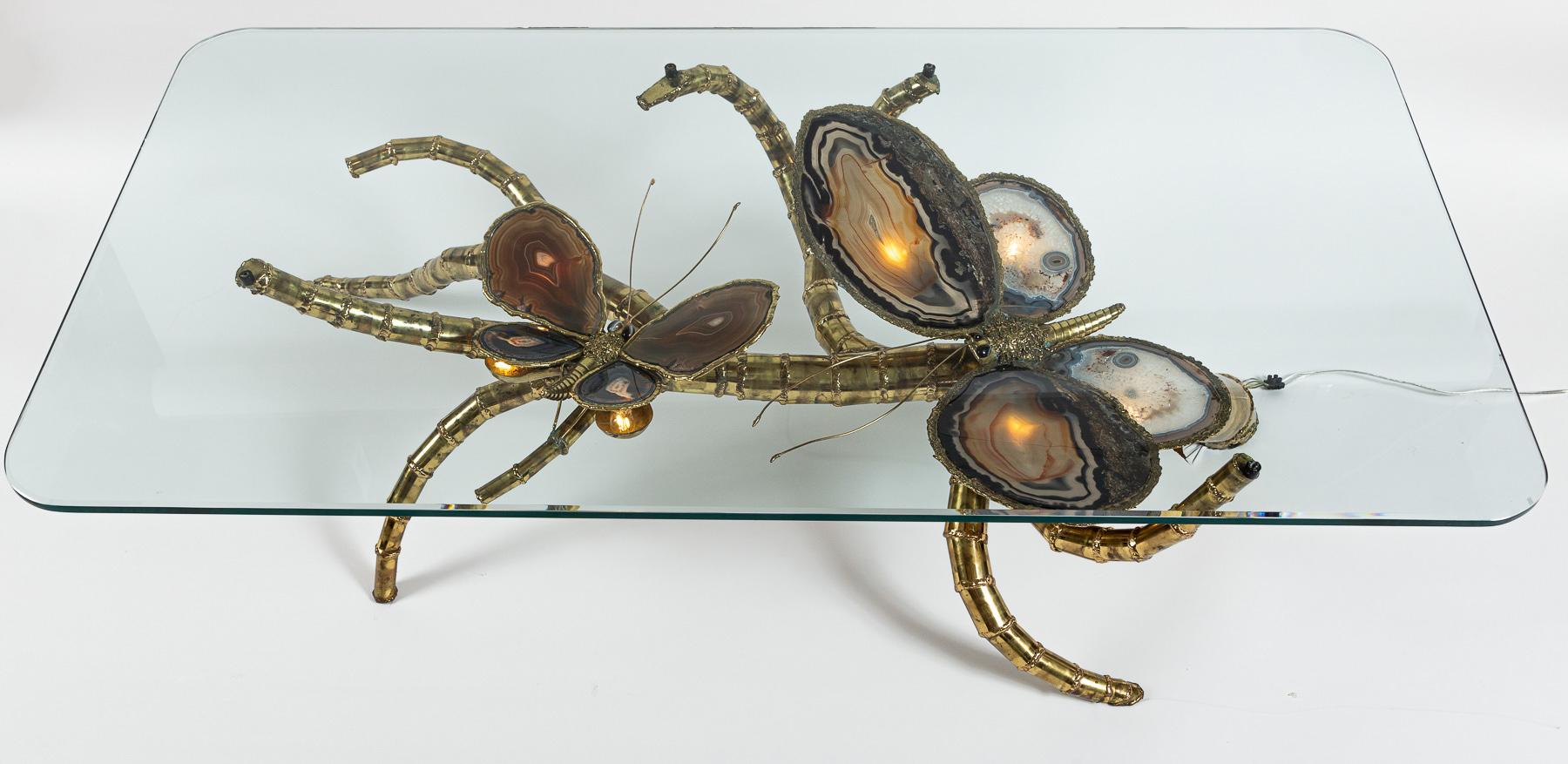Grande table basse papillon en agate française conçue par Isabelle Faure Bon état - En vente à Westport, CT