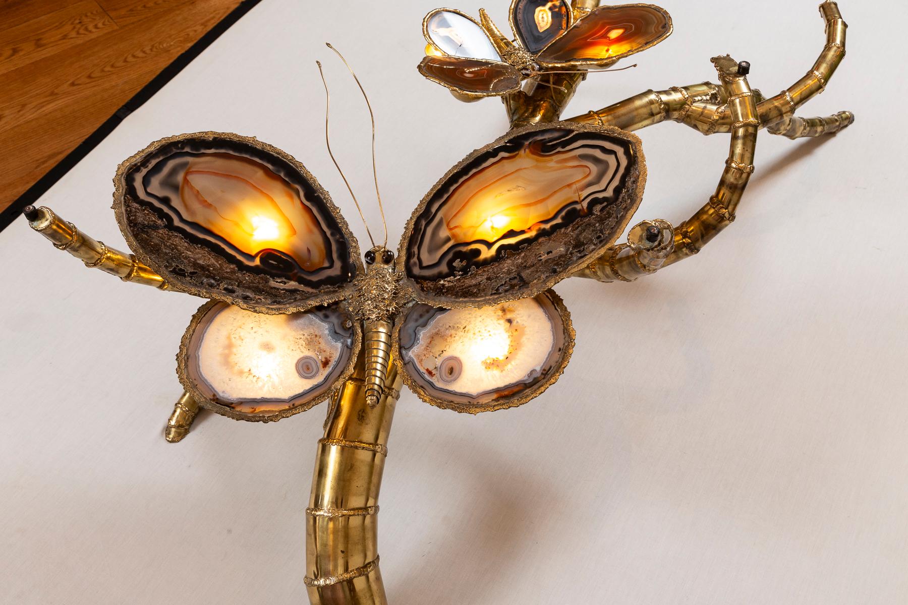 Fin du 20e siècle Grande table basse papillon en agate française conçue par Isabelle Faure en vente