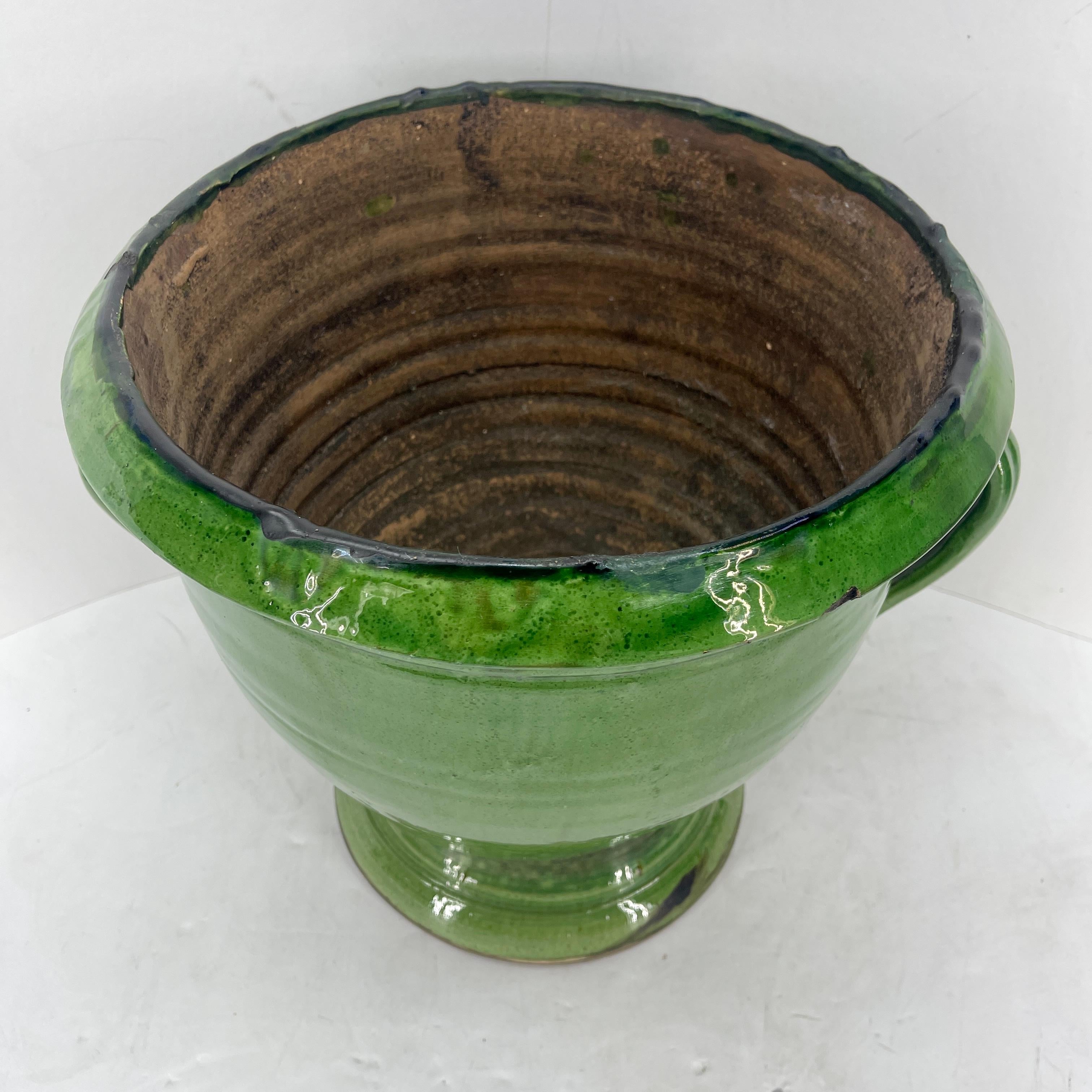 Large French Anduze Green Glazed Terracotta Garden Urn For Sale 6