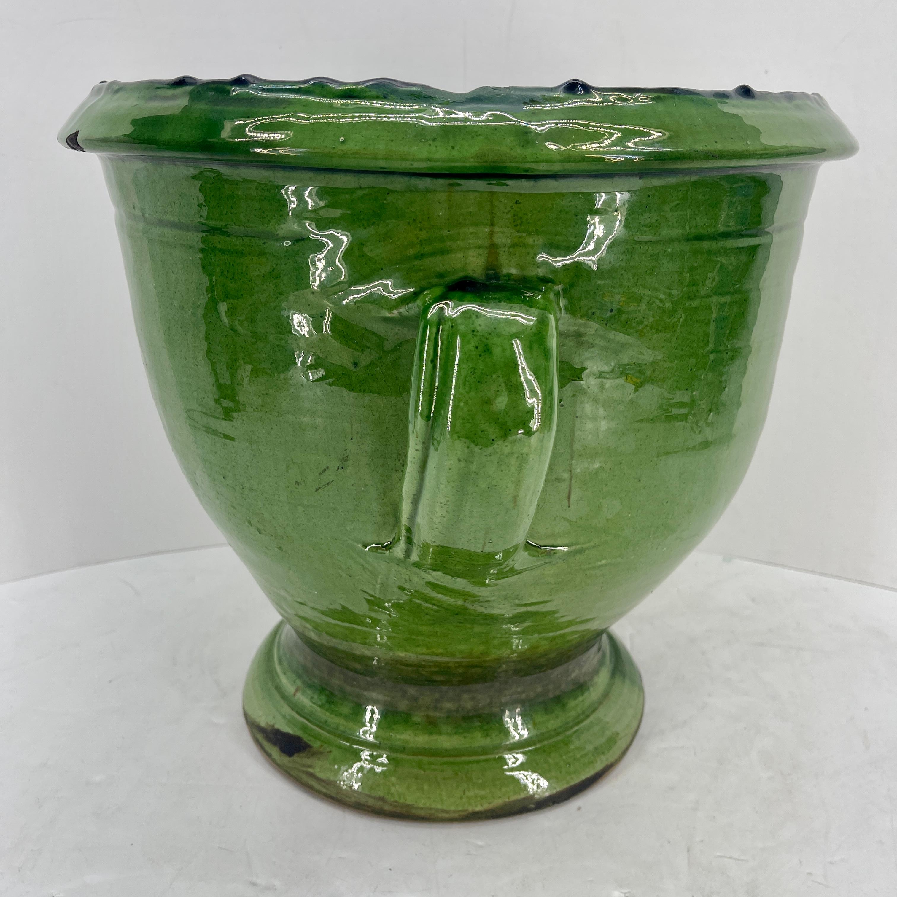 Large French Anduze Green Glazed Terracotta Garden Urn For Sale 7