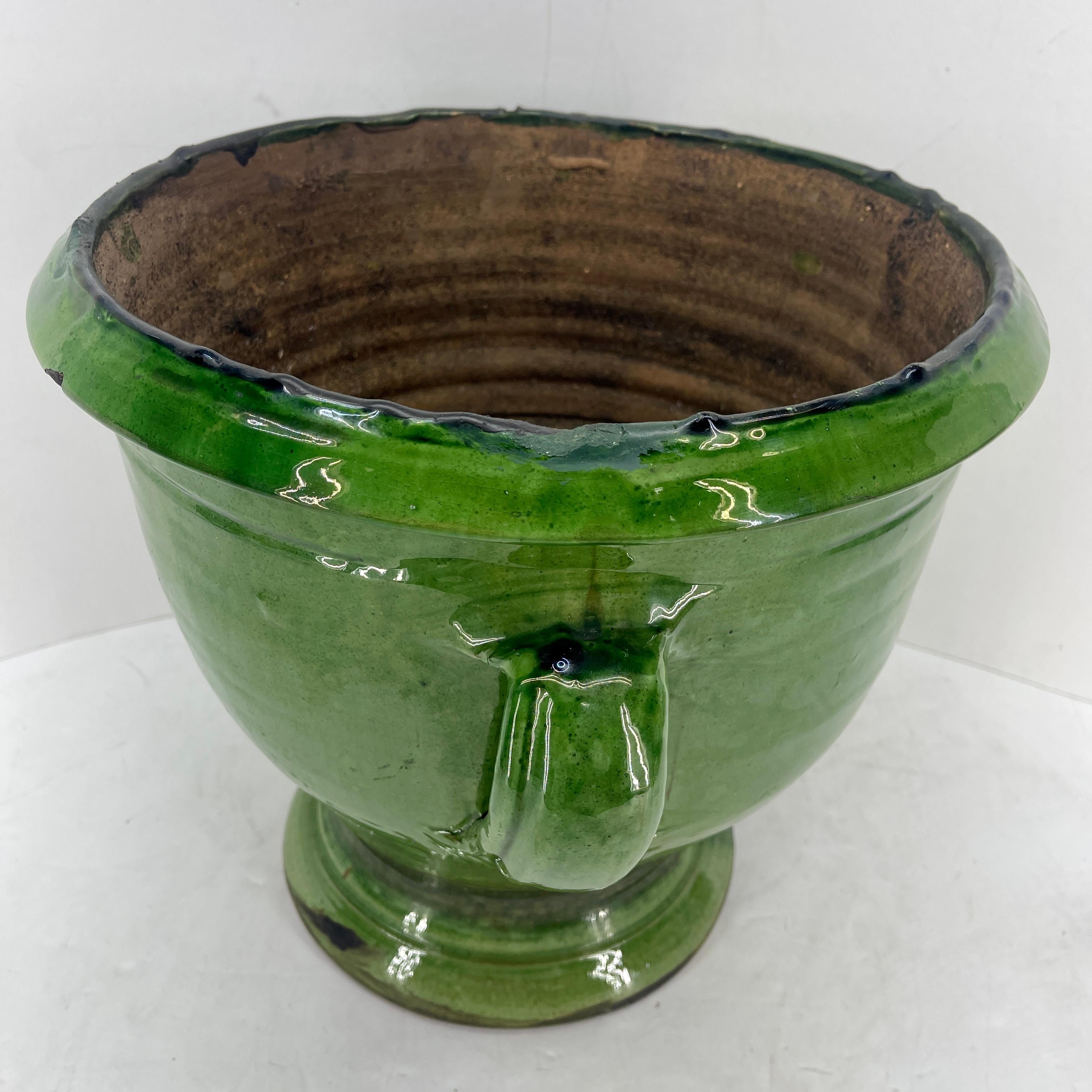 Large French Anduze Green Glazed Terracotta Garden Urn For Sale 8