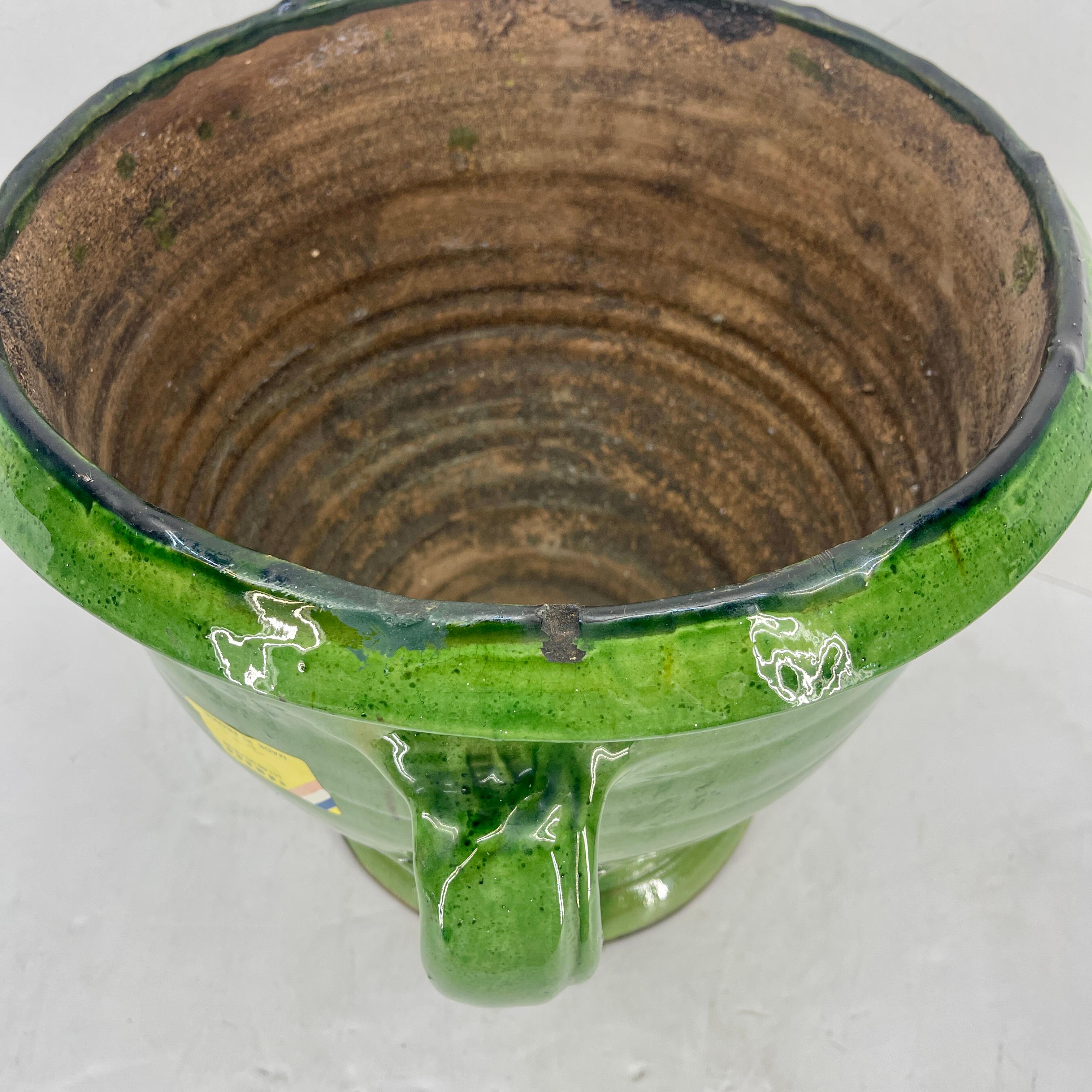 Large French Anduze Green Glazed Terracotta Garden Urn For Sale 2