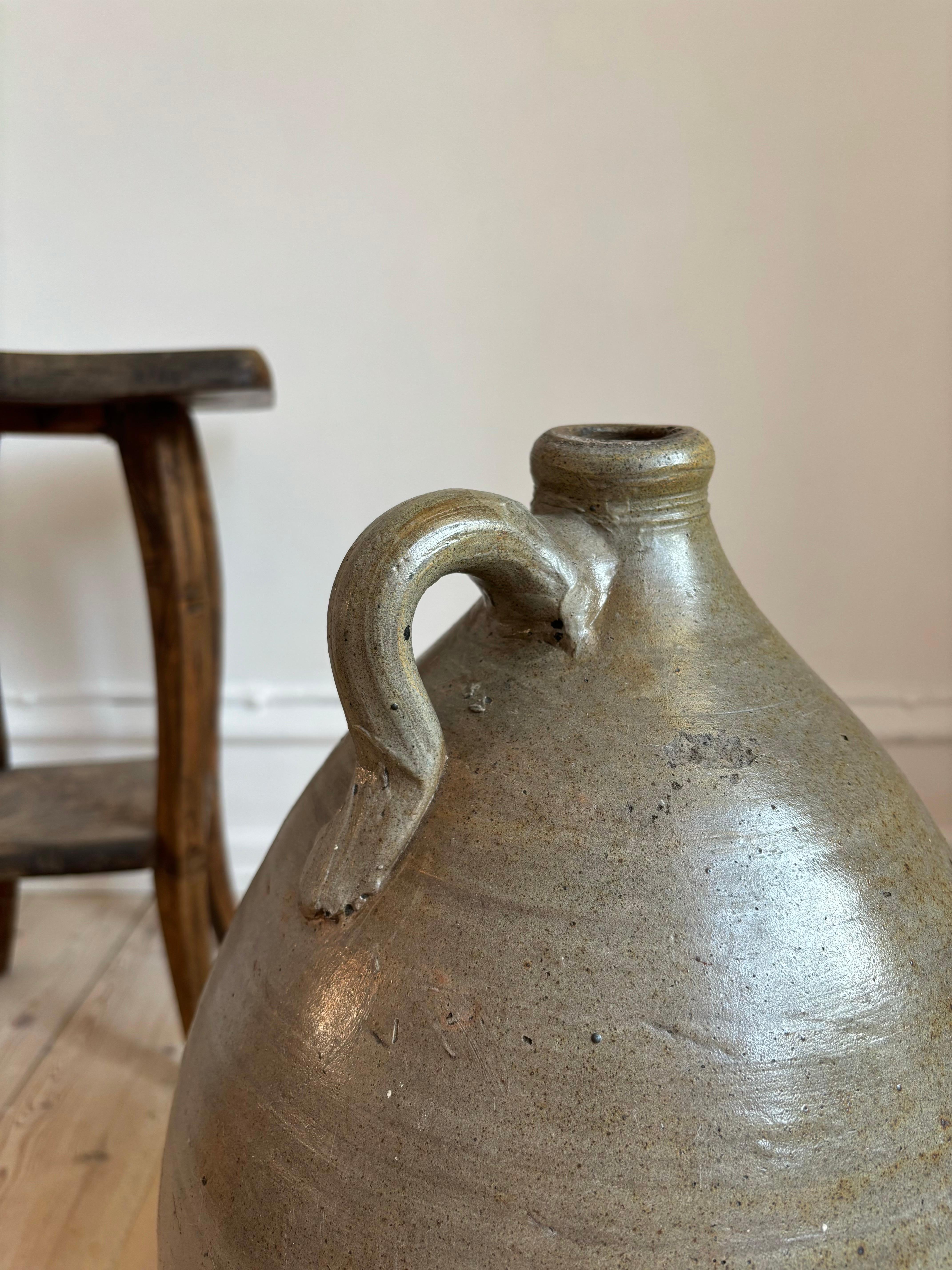 French Provincial Large Antique French 19th Century Terracotta Cruche Bottle Jug For Sale