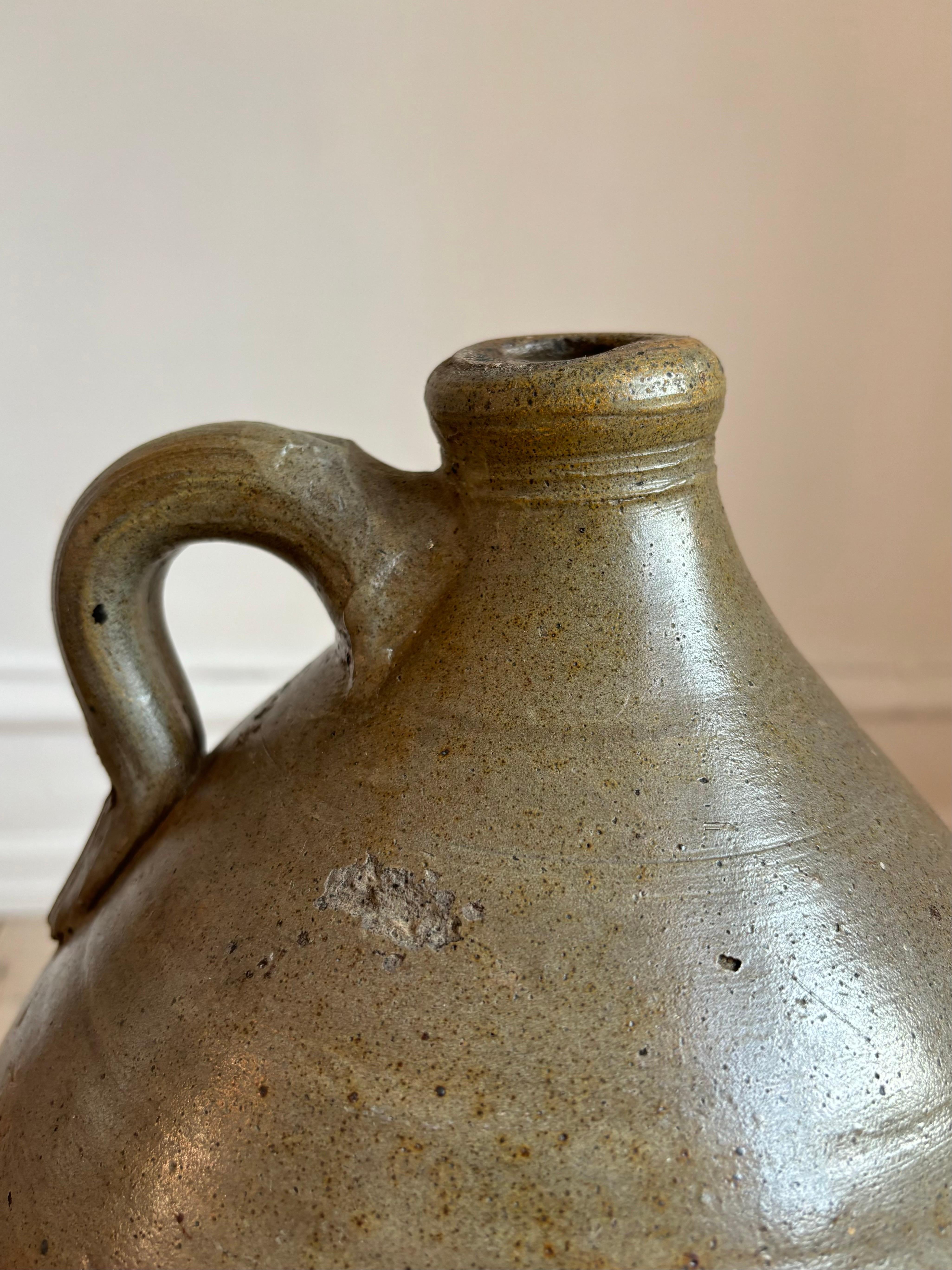 Ceramic Large Antique French 19th Century Terracotta Cruche Bottle Jug For Sale
