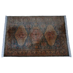 Grande Rug & Kilim francese antico in stile Aztek / Tappeto molto ben invecchiato