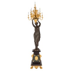 Grand chandelier en bronze antique français de Barbedienne