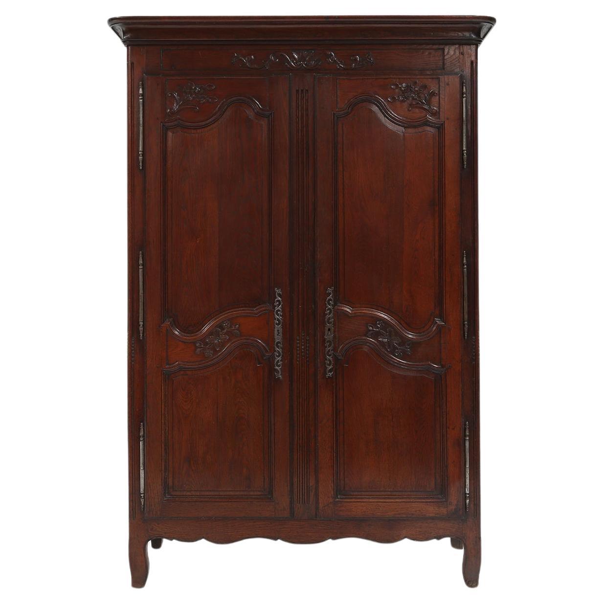 Large French antique carved bridal Armoire in Louis XVI style, 1850