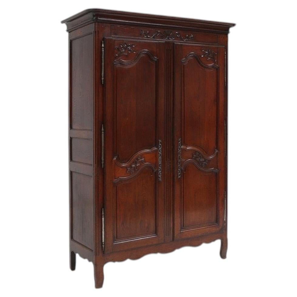 Large French antique carved bridal Armoire in Louis XVI style, 1850 For Sale