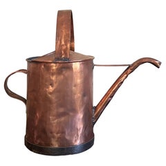 Gran Regadera Francesa Antigua de Cobre y Borde de Hierro Forjado, Siglo XIX