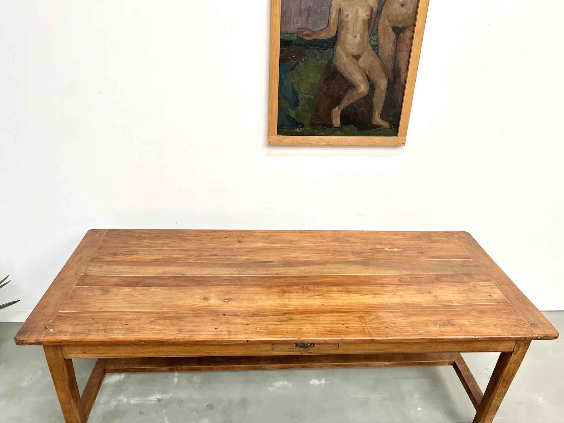 Large french antique farmhouse table in walnut en vente 9