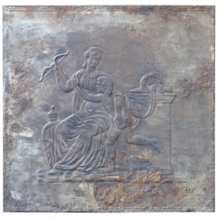 Large French Antique Fireback with Goddess Diana, 19th Century