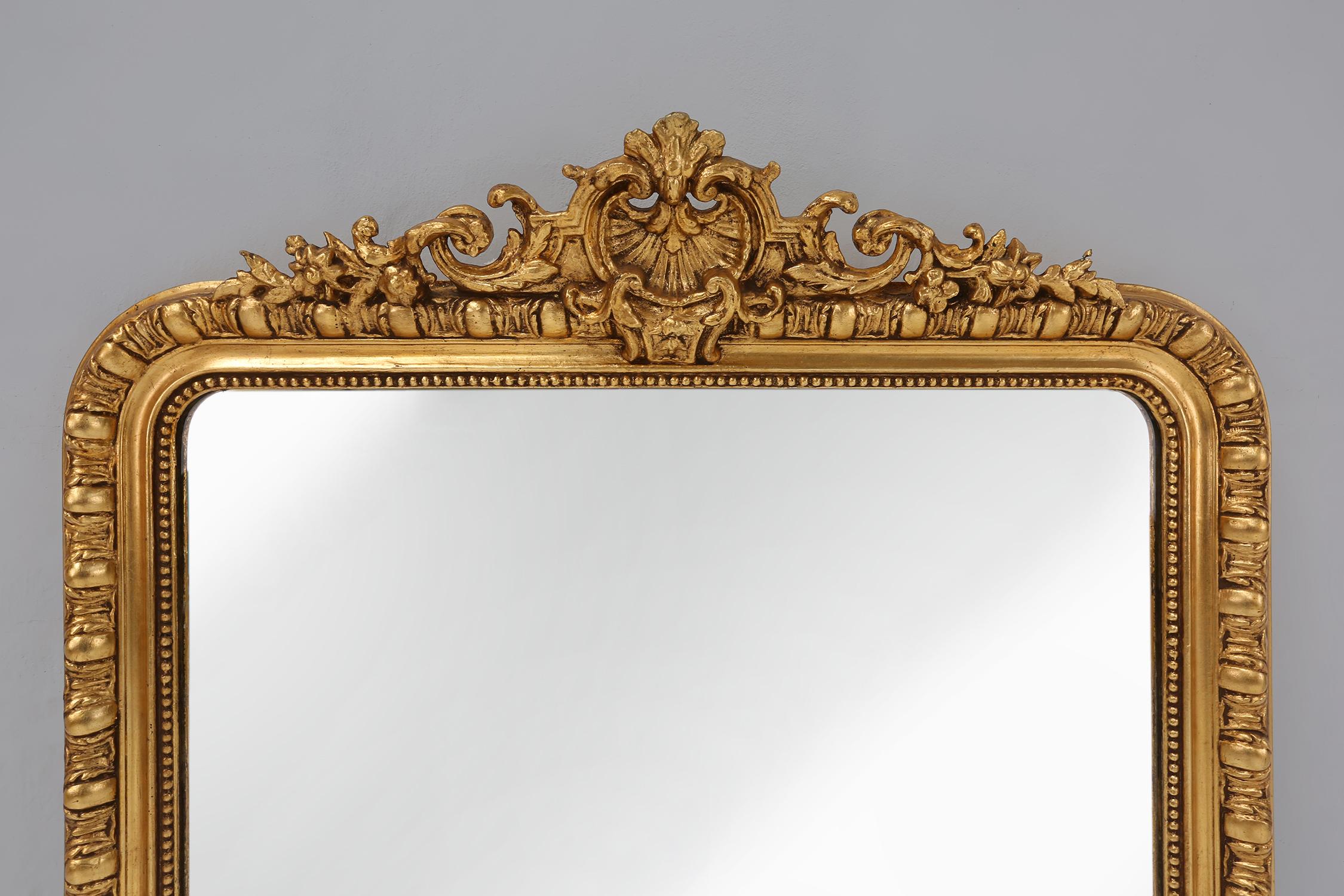 Large French antique gilt wooden chimney mirror, ca 1890 In Good Condition In Meulebeke, BE