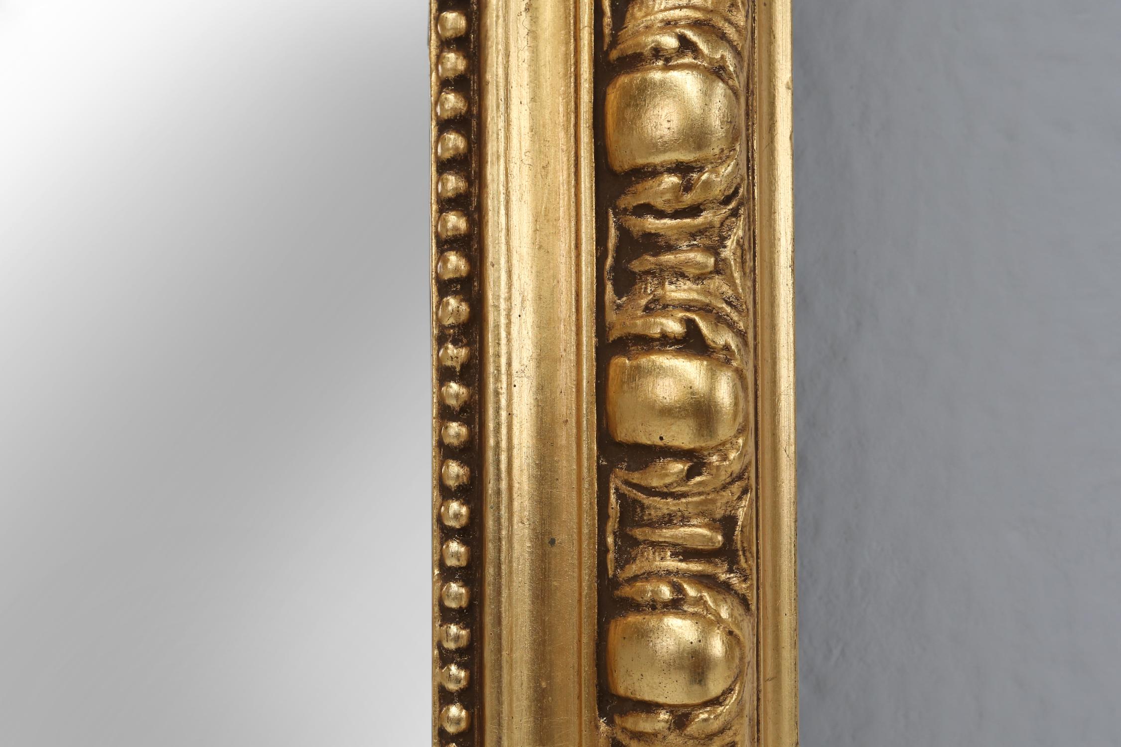 Large French antique gilt wooden chimney mirror, ca 1890 1
