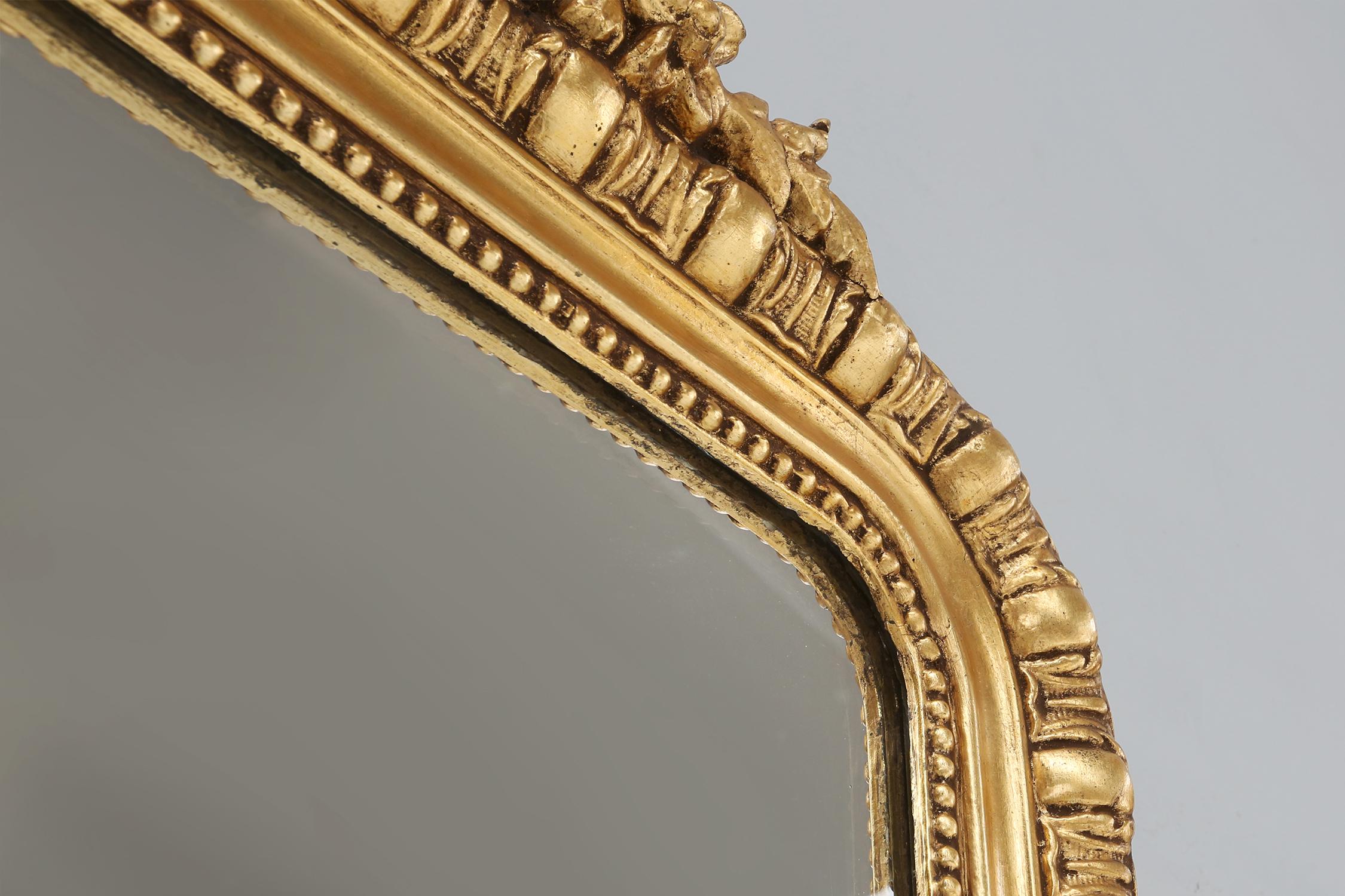 Large French antique gilt wooden chimney mirror, ca 1890 3