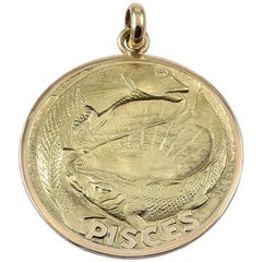 Large French Antique Gold Pisces Pendant