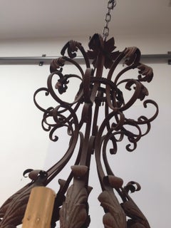 Large French Antique Iron Chandelier