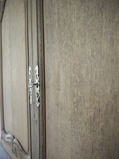 Large French Antique Larder Linen Cupboard in Raw Wood Farmhouse