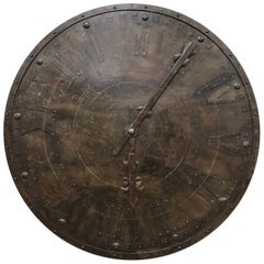 Large French Antique Metal Turret Clock Face