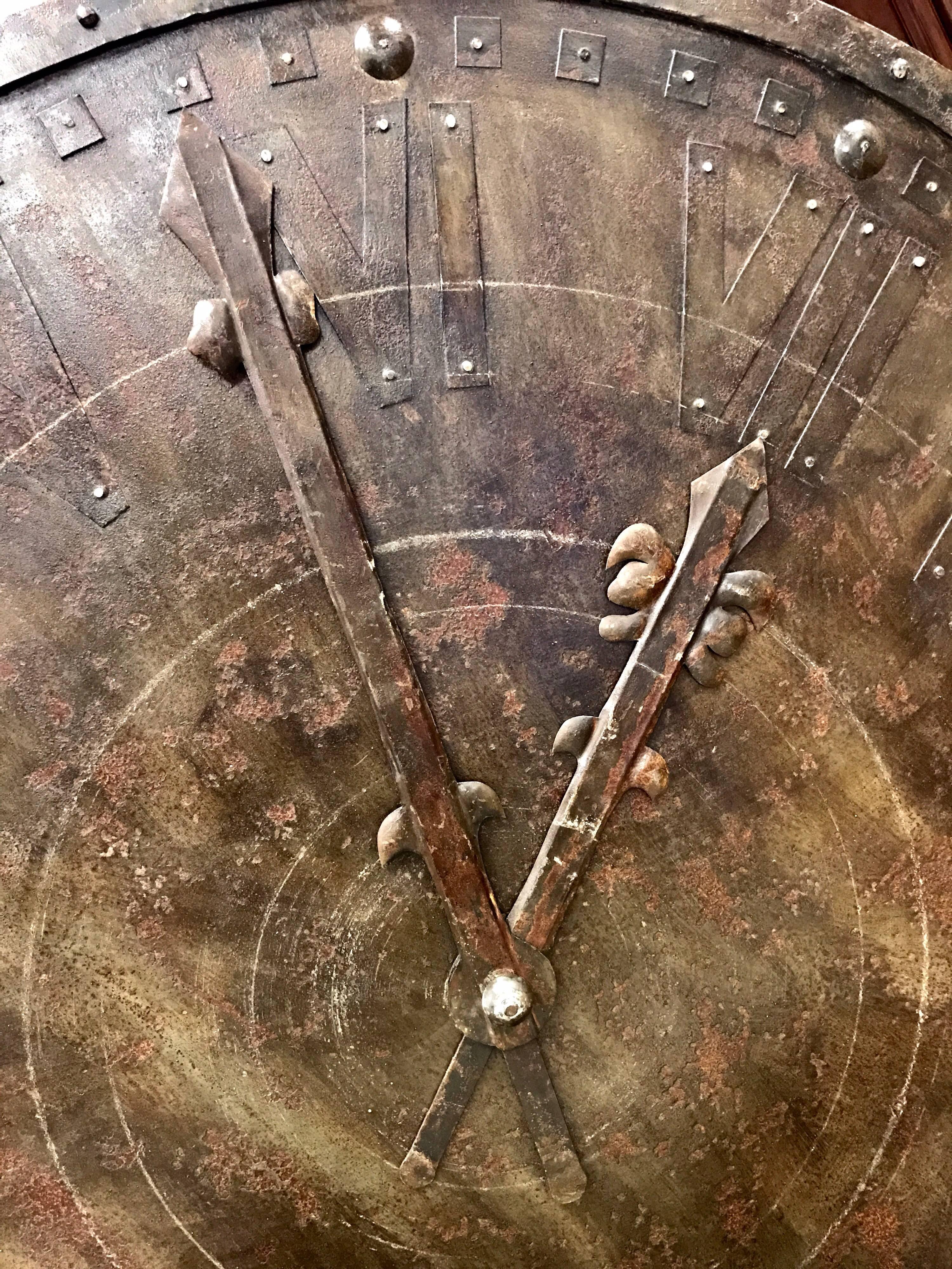 Mid-20th Century Large French Antique Metal Turret Clock Face