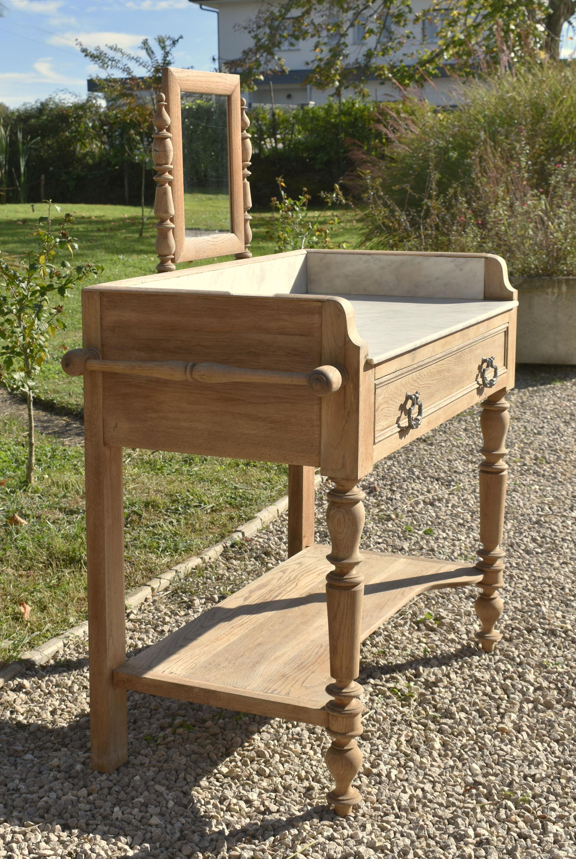 Grande lavabo francese Antique French con specchio in vendita 4