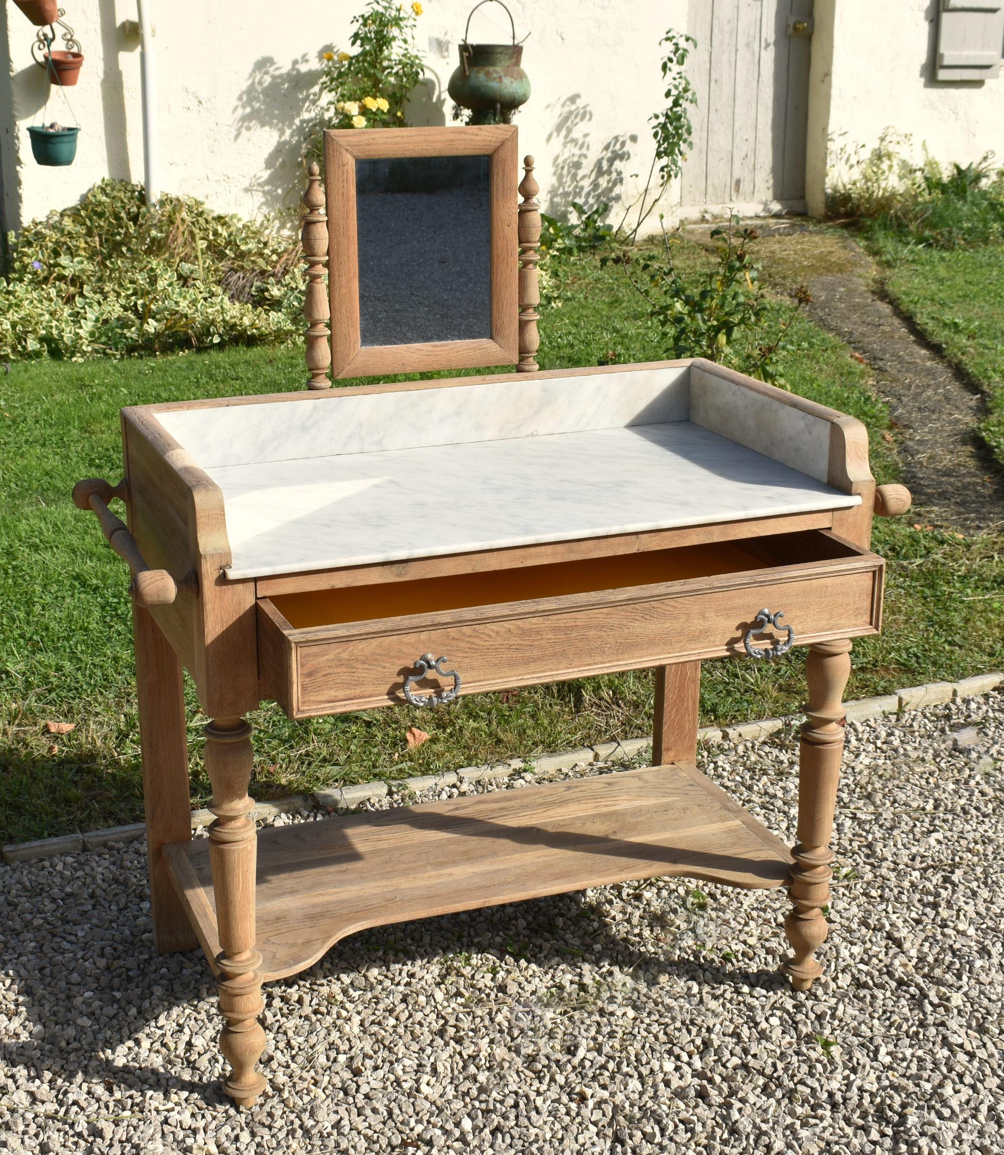 Grande lavabo francese Antique French con specchio in vendita 7