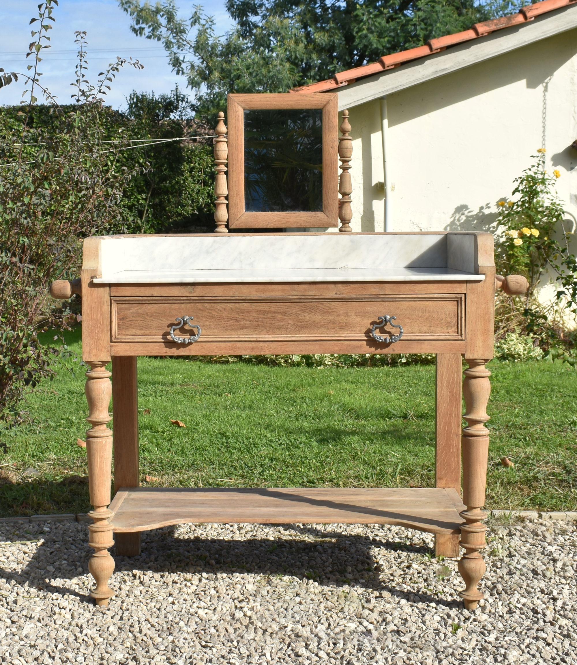 Grande lavabo francese Antique French con specchio in vendita 8