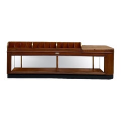 Large french Used shop counter, circa 1930, in solid oak and pine.