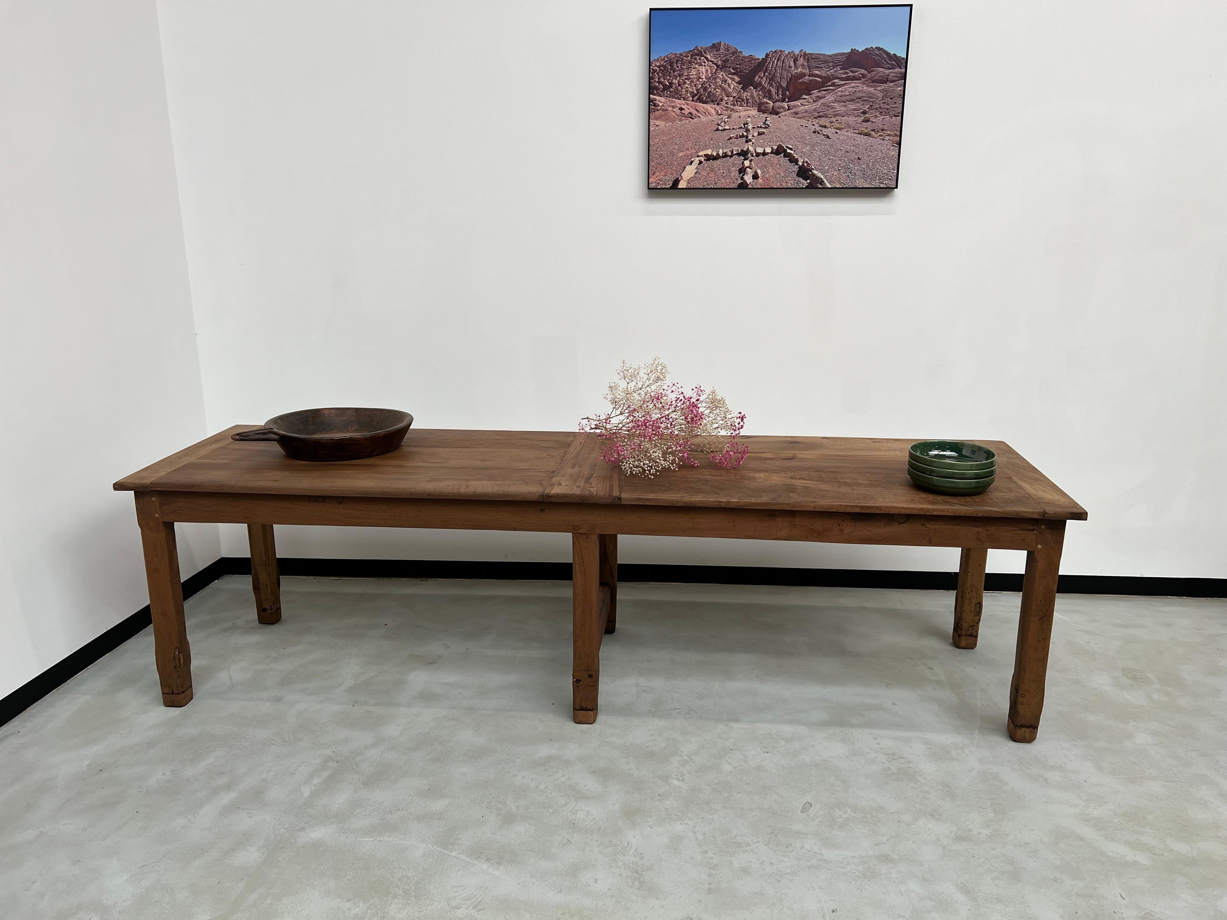 Large french antique walnut farmtable with 6 legs 7